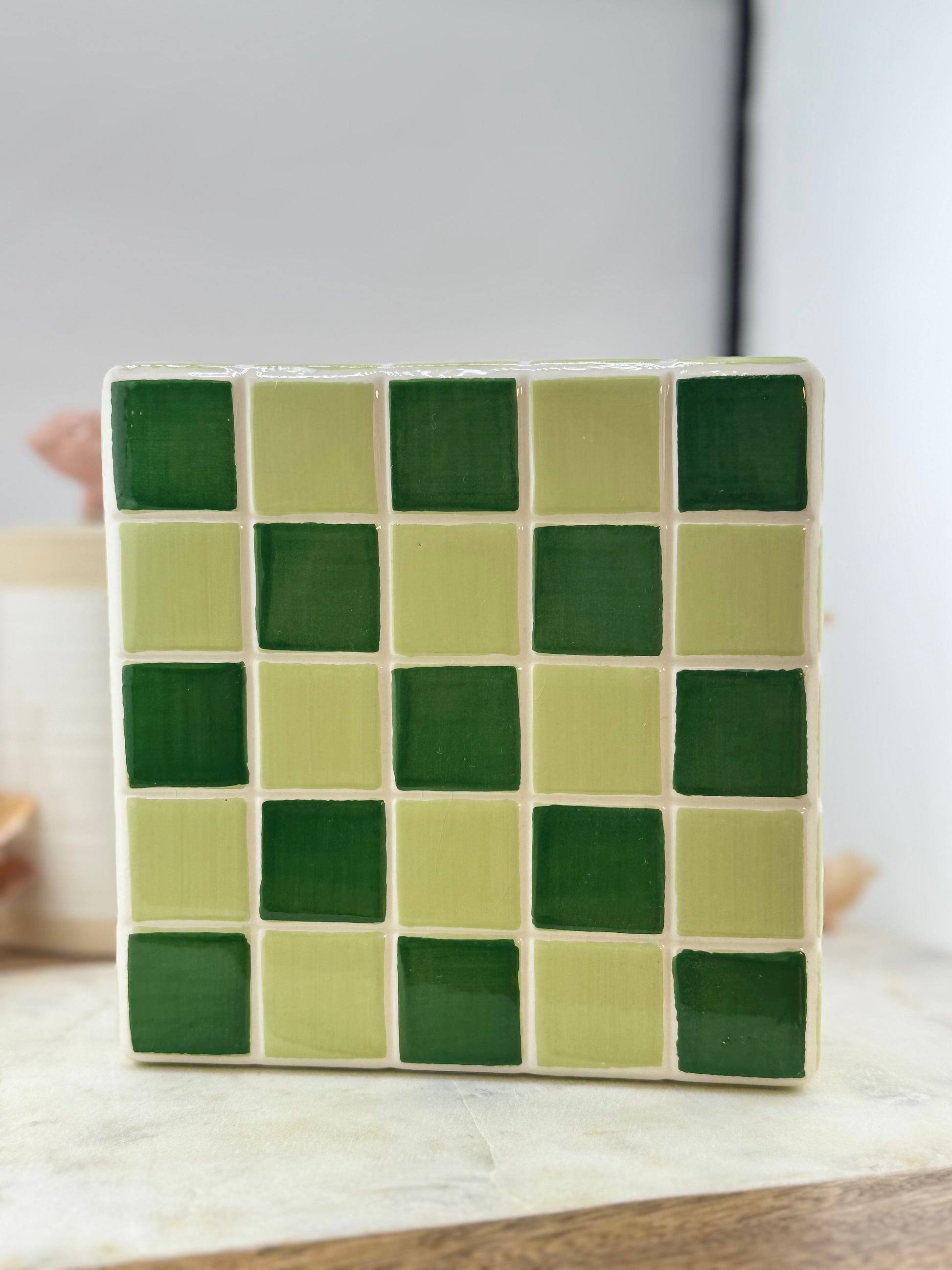Hazel Mazel Checkered Stoneware Trivet