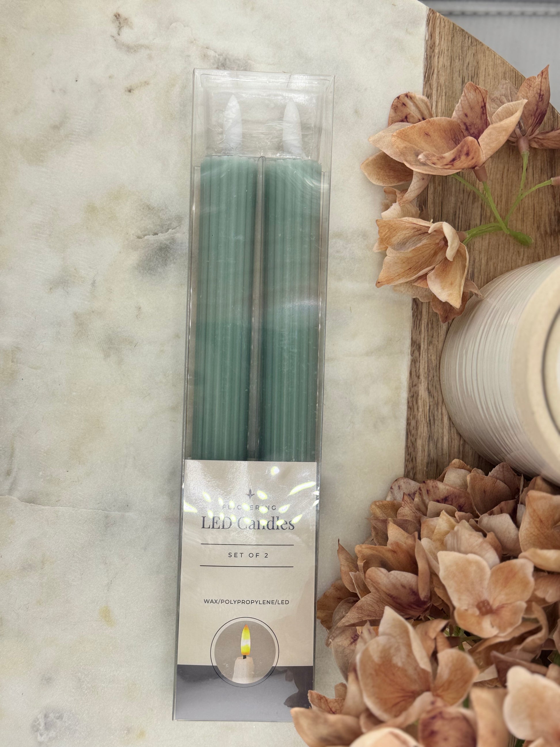 KK Spiral Taper Line LED Candles- Light Green