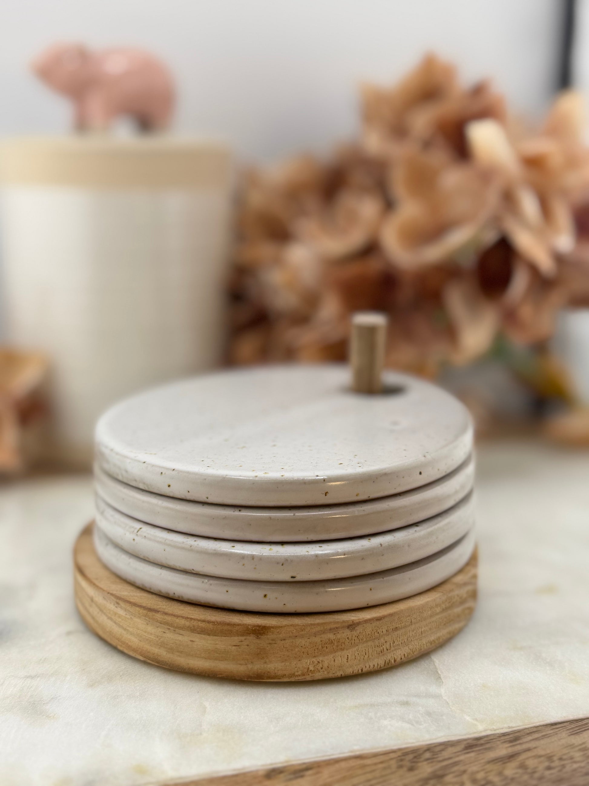 Round Stoneware 4-1/4" Set of 5