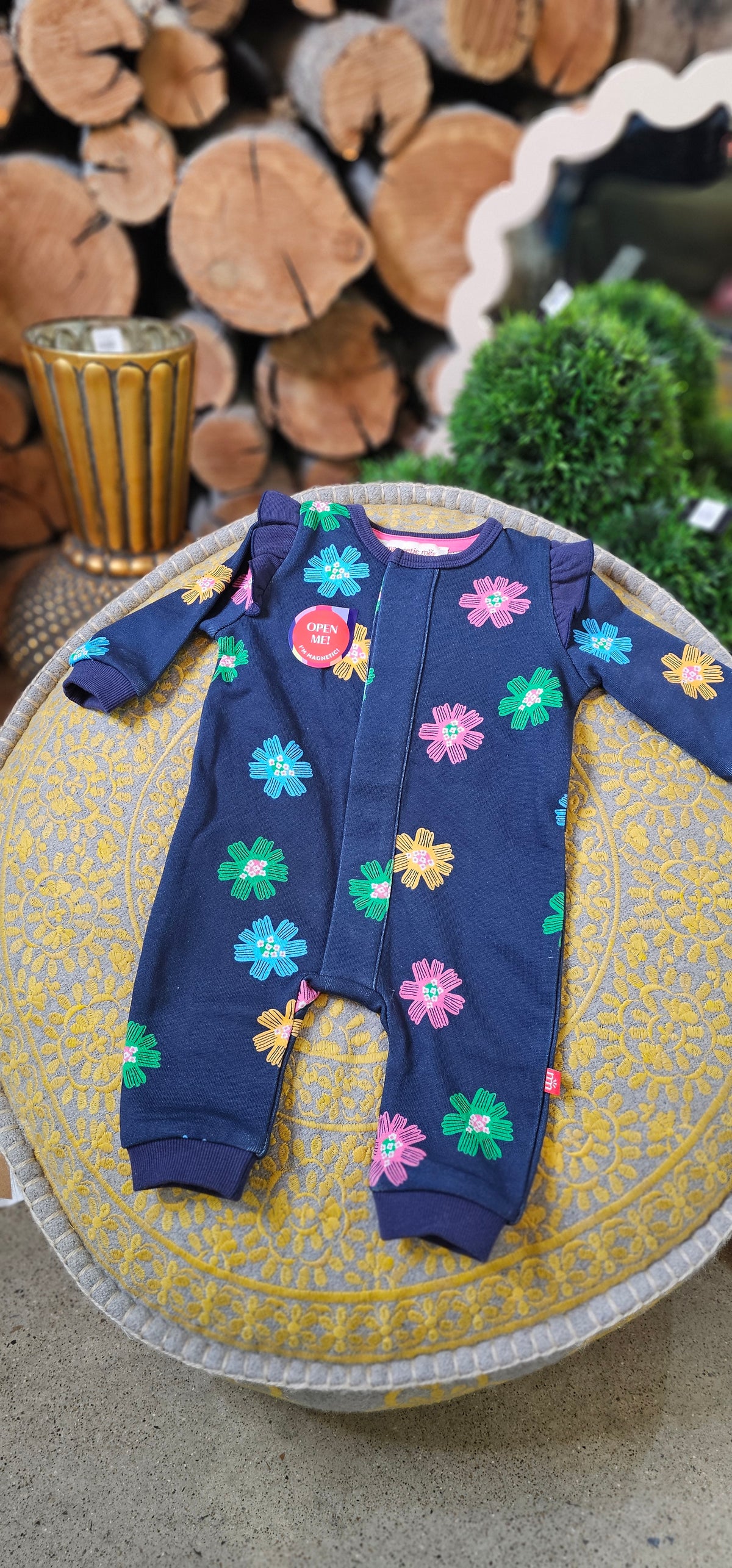 MM Floral French Terry Baby Romper