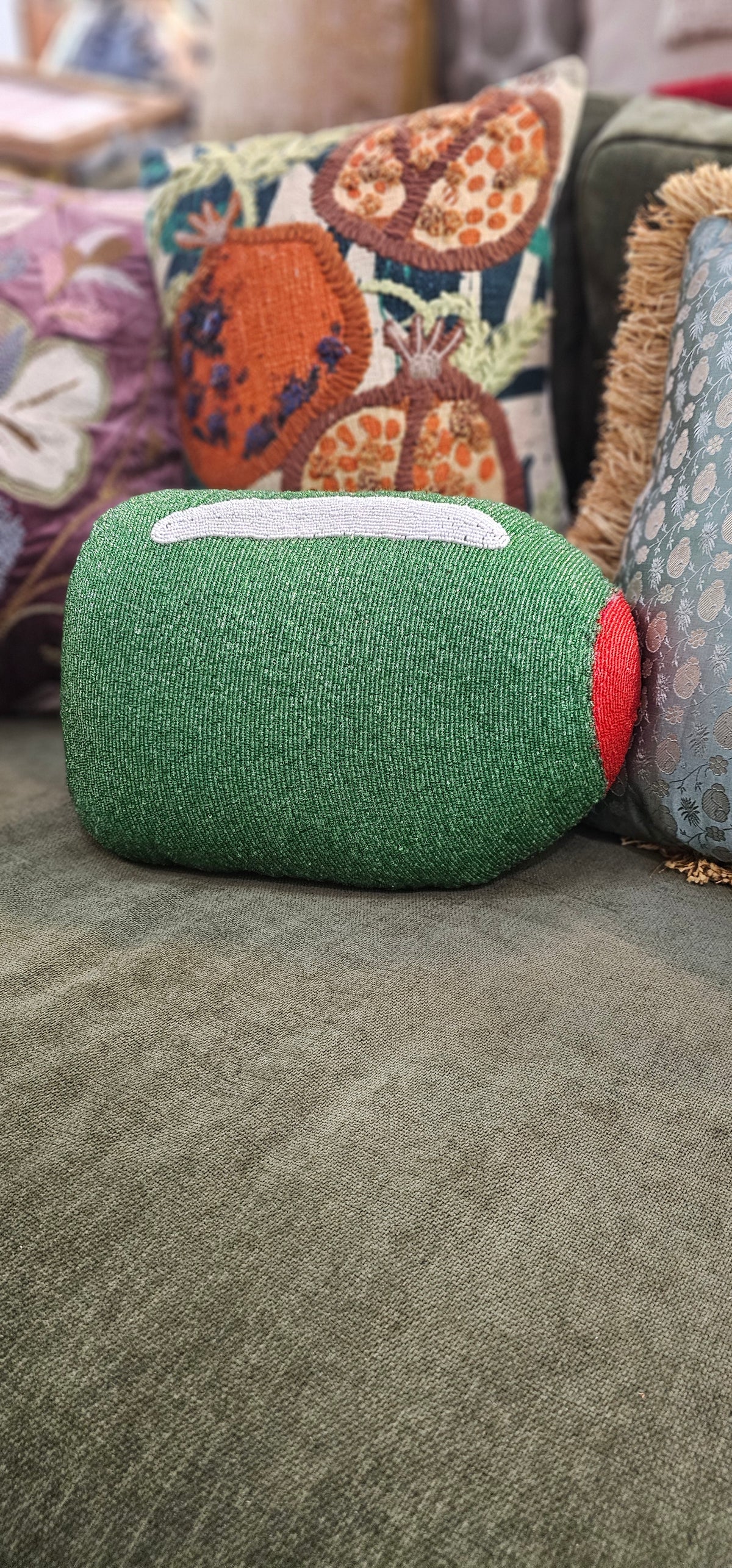 SAC Olive Beaded Pillow