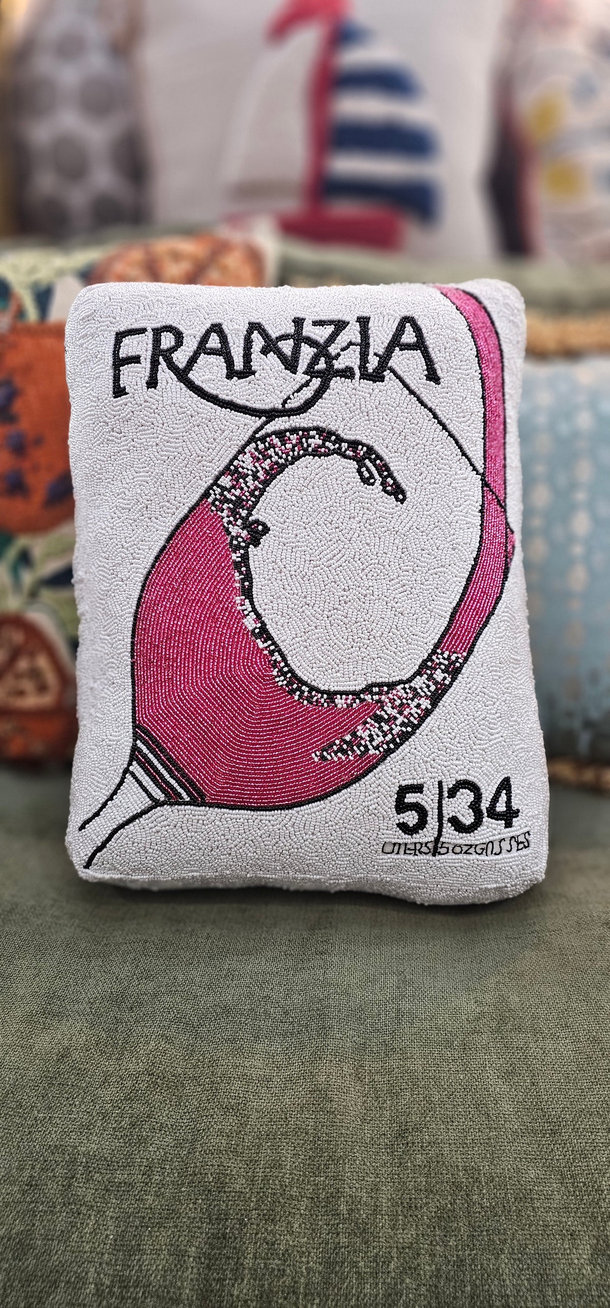 SAC Boxed Wine Beaded Pillow