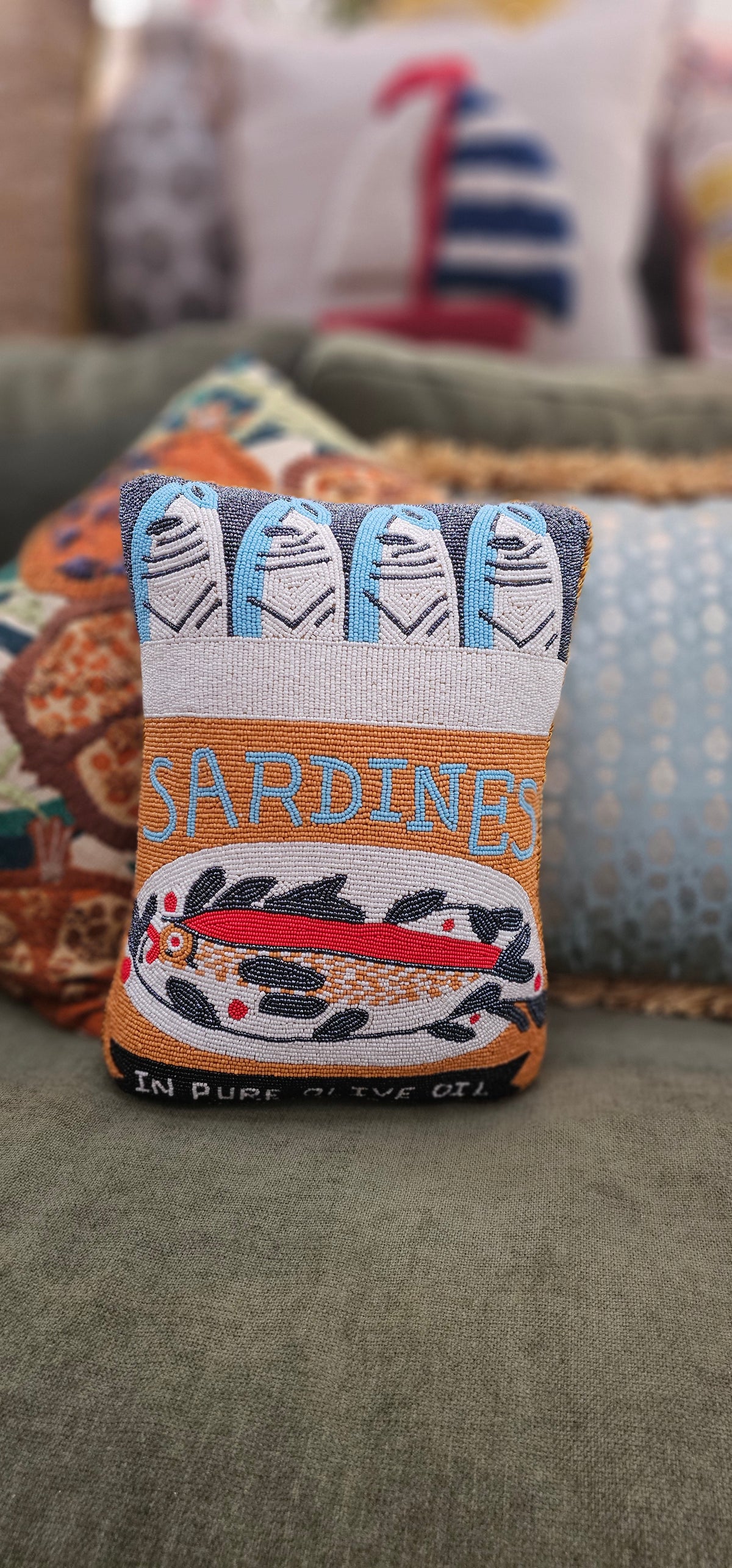 SAC Sardines Beaded Pillow