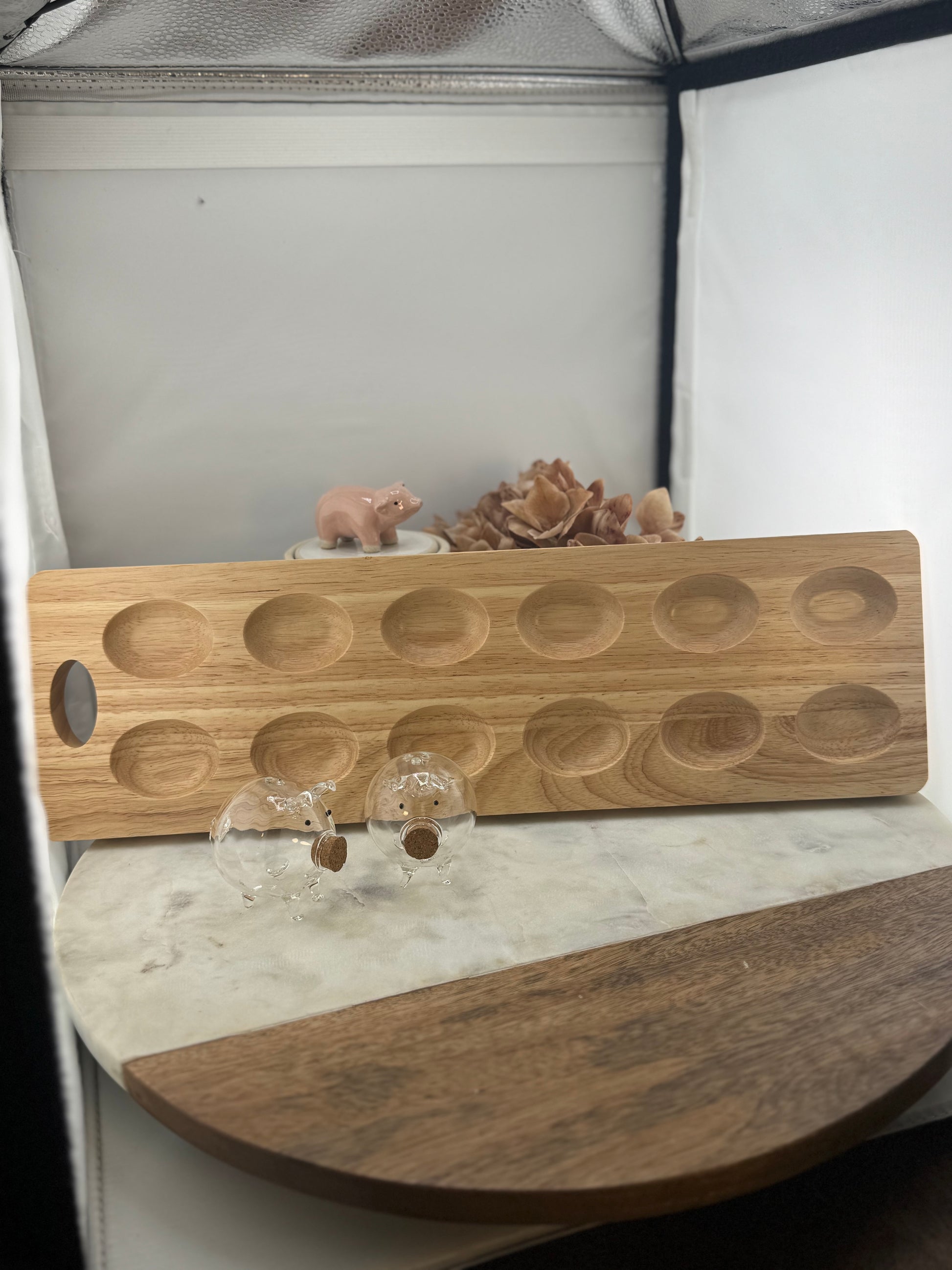 Mud Pie Reverse Wooden Devil Egg + Salt & Pepper Set