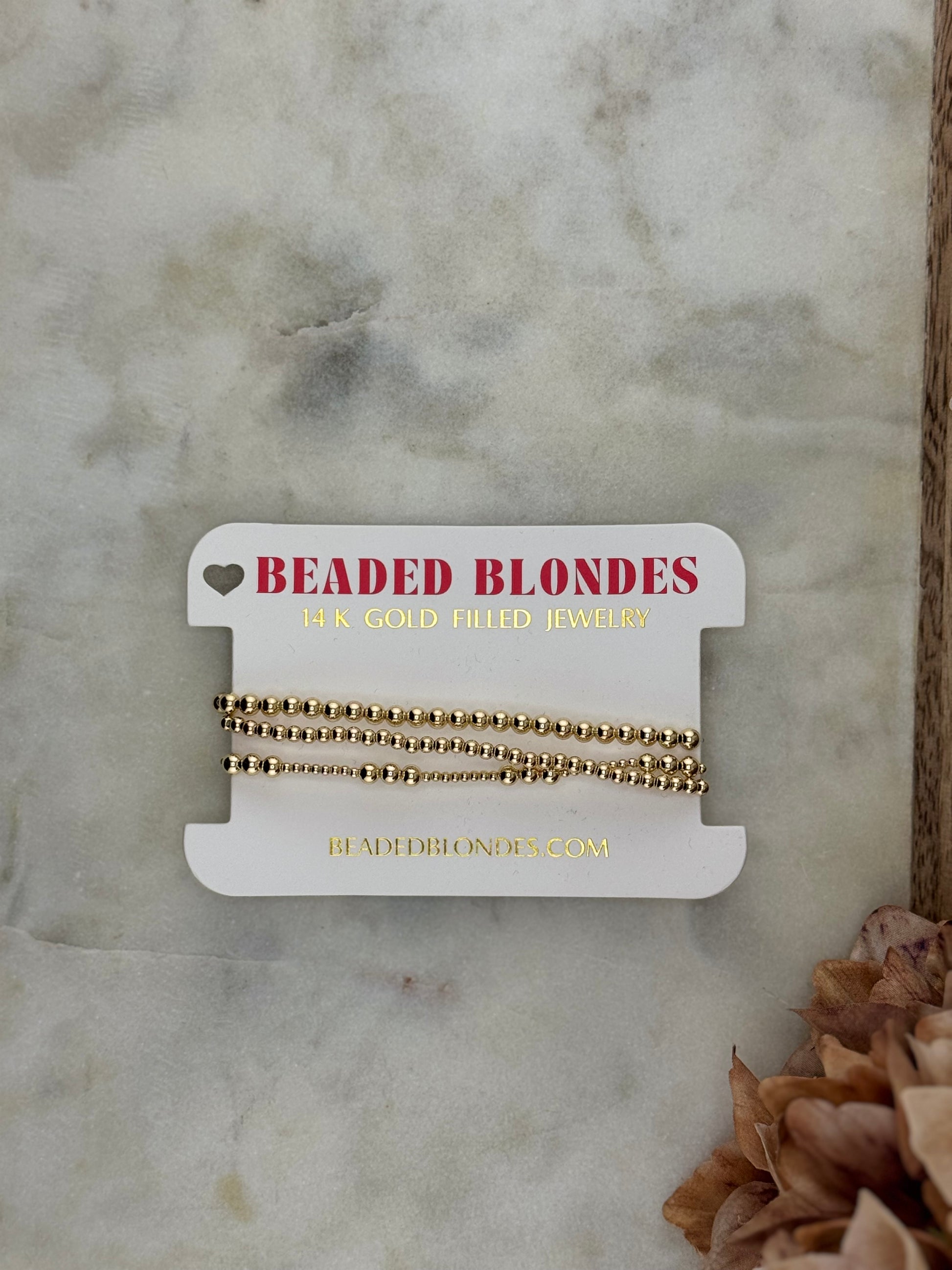 Beaded Blondes Stacked Gold Bracelets
