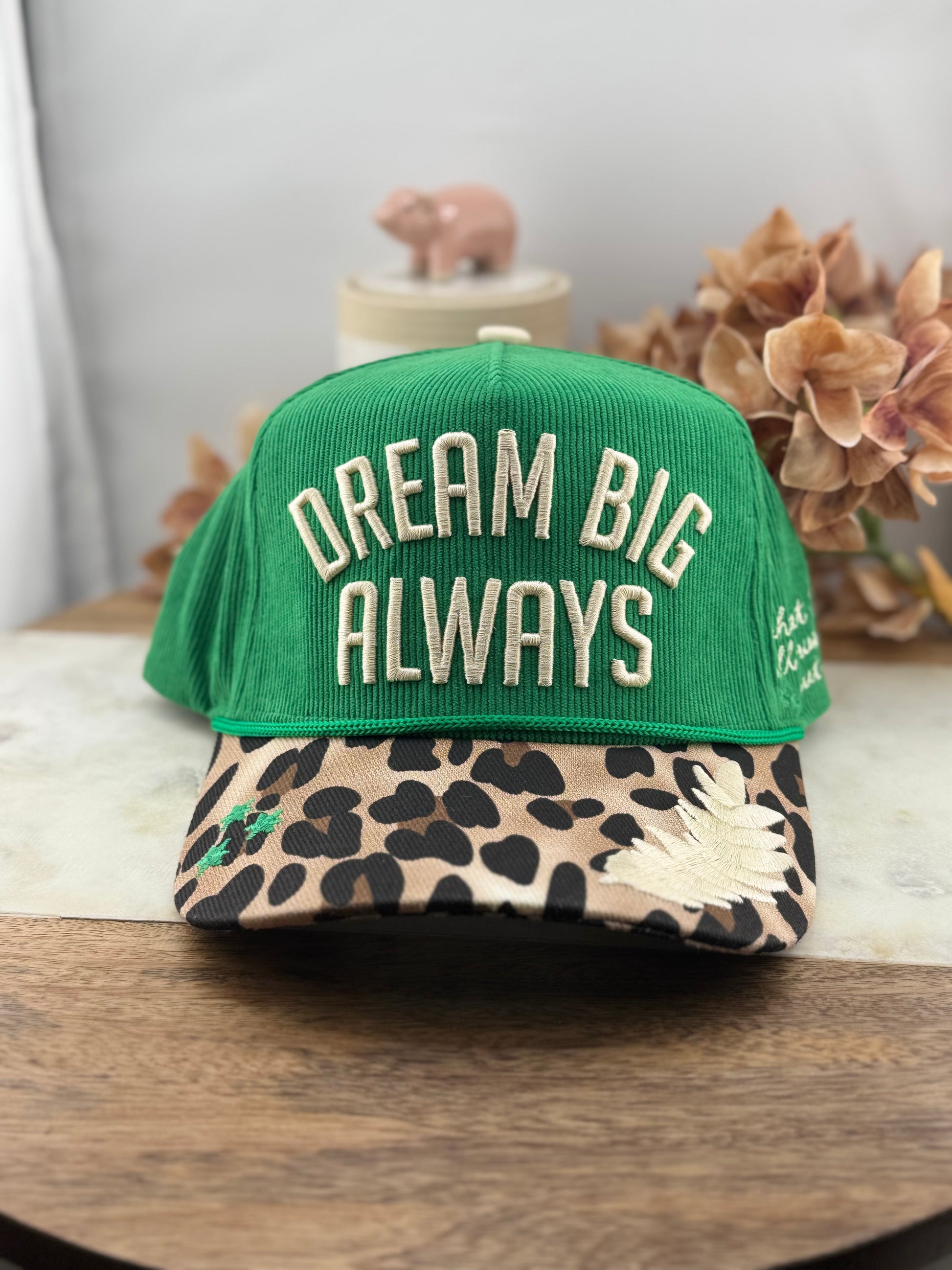 P&P Dream Big Always Hat- Green Cord/Leopard Lid