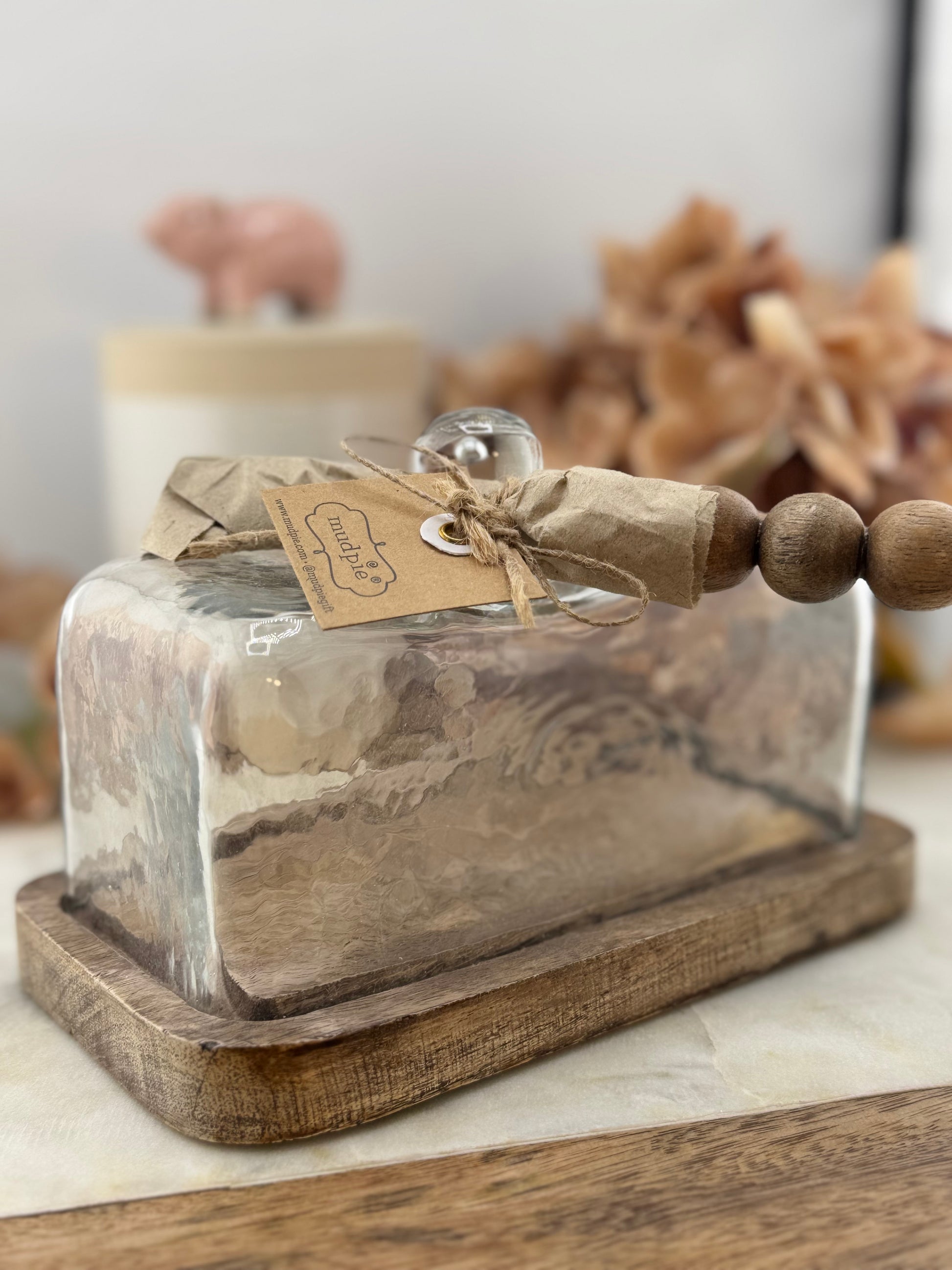 Mud Pie Gold/Marble Butter Dish