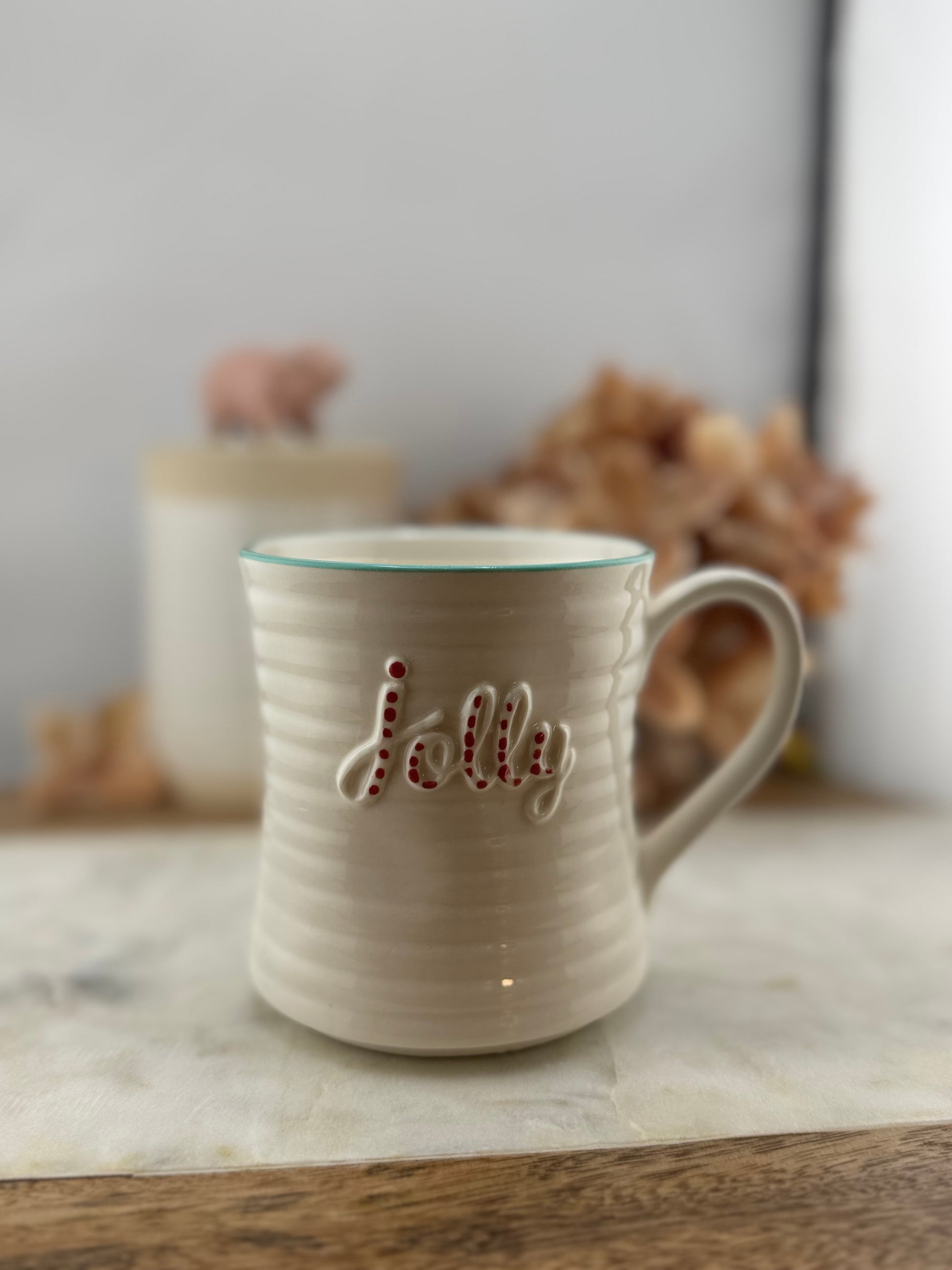 Stoneware Tree Holly Jolly Mug