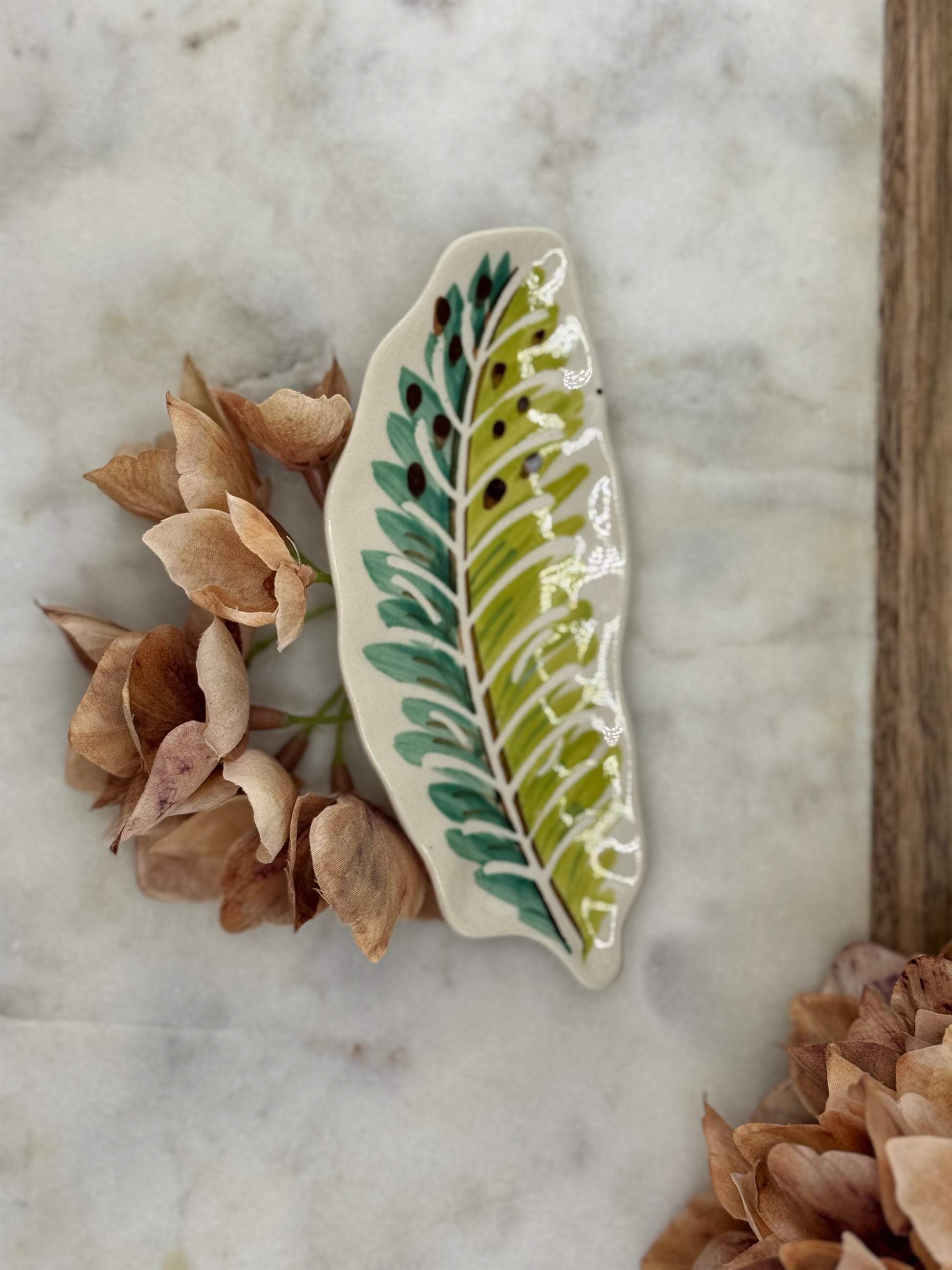 CC Stoneware Feather Shaped Dish