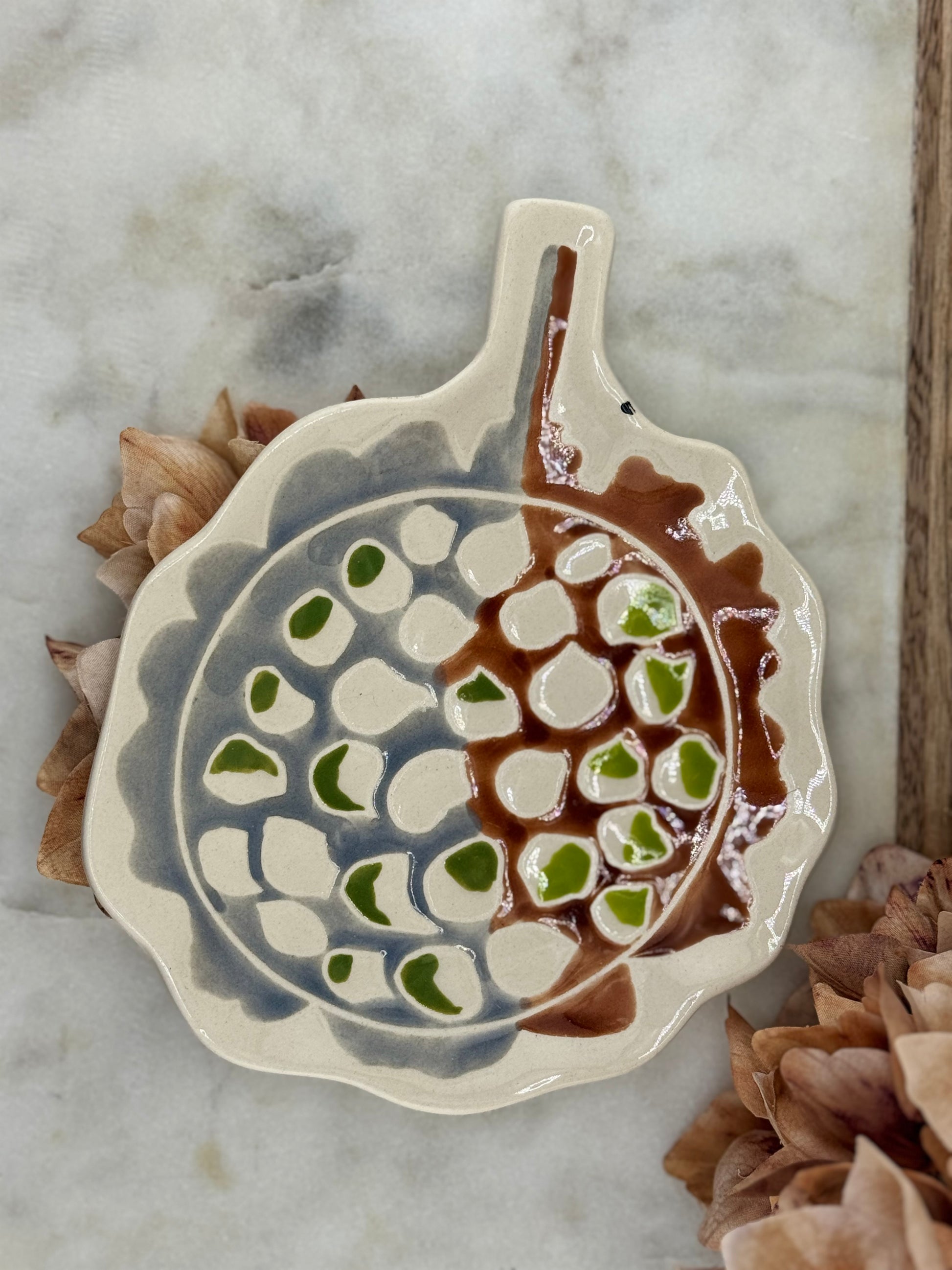 CC Stoneware Feather Shaped Dish