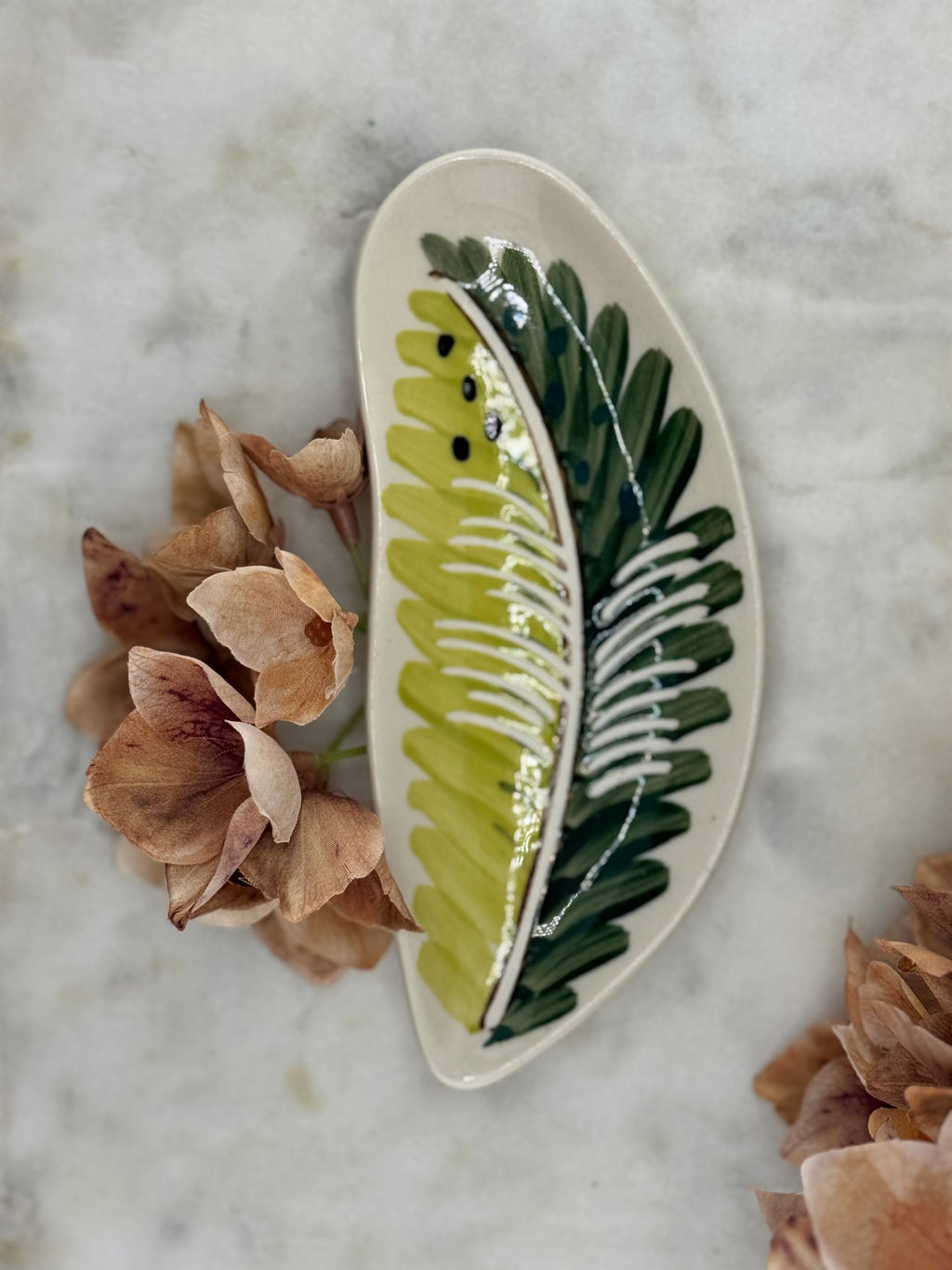 CC Stoneware Feather Shaped Dish