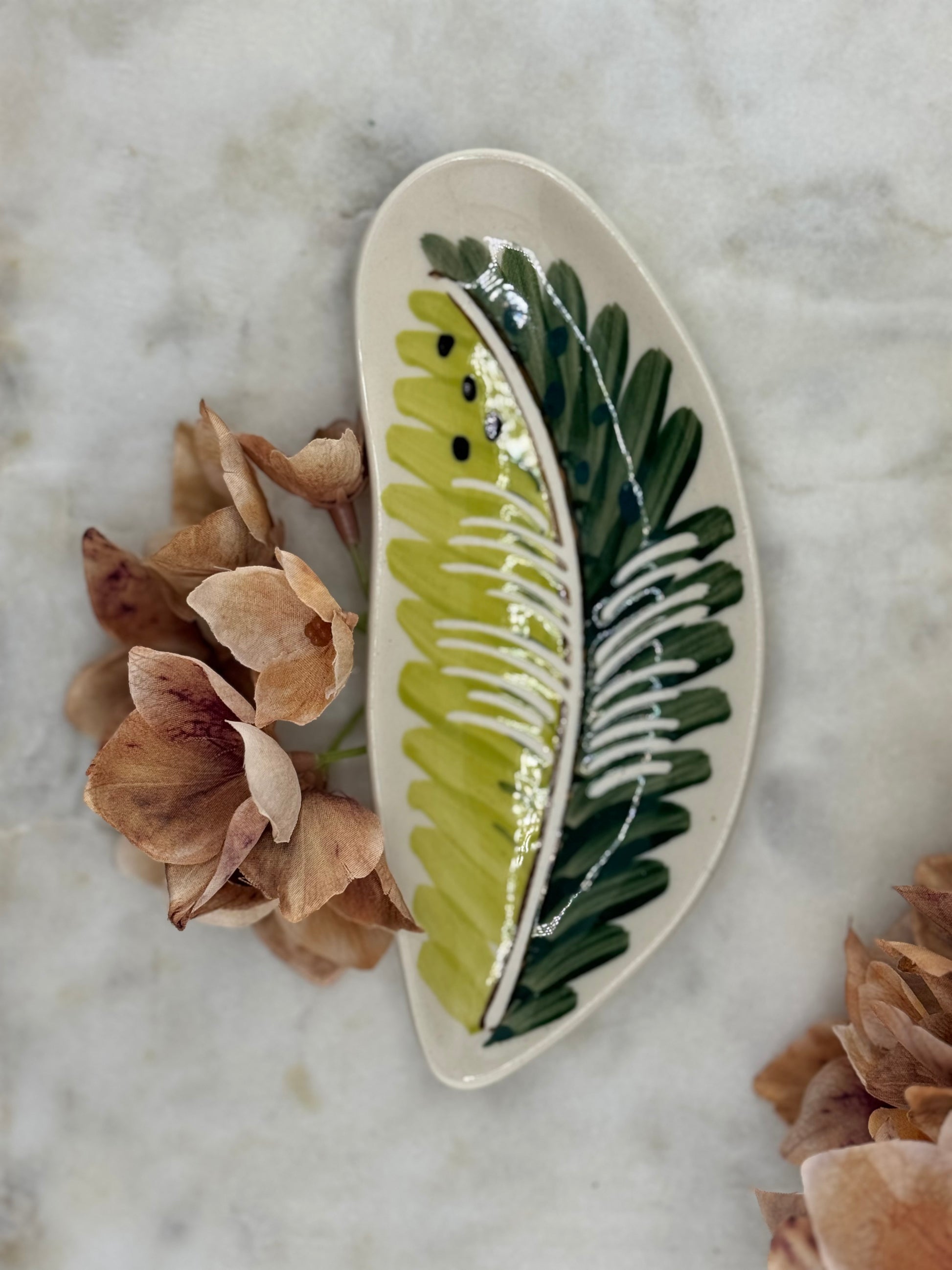 CC Stoneware Feather Shaped Dish