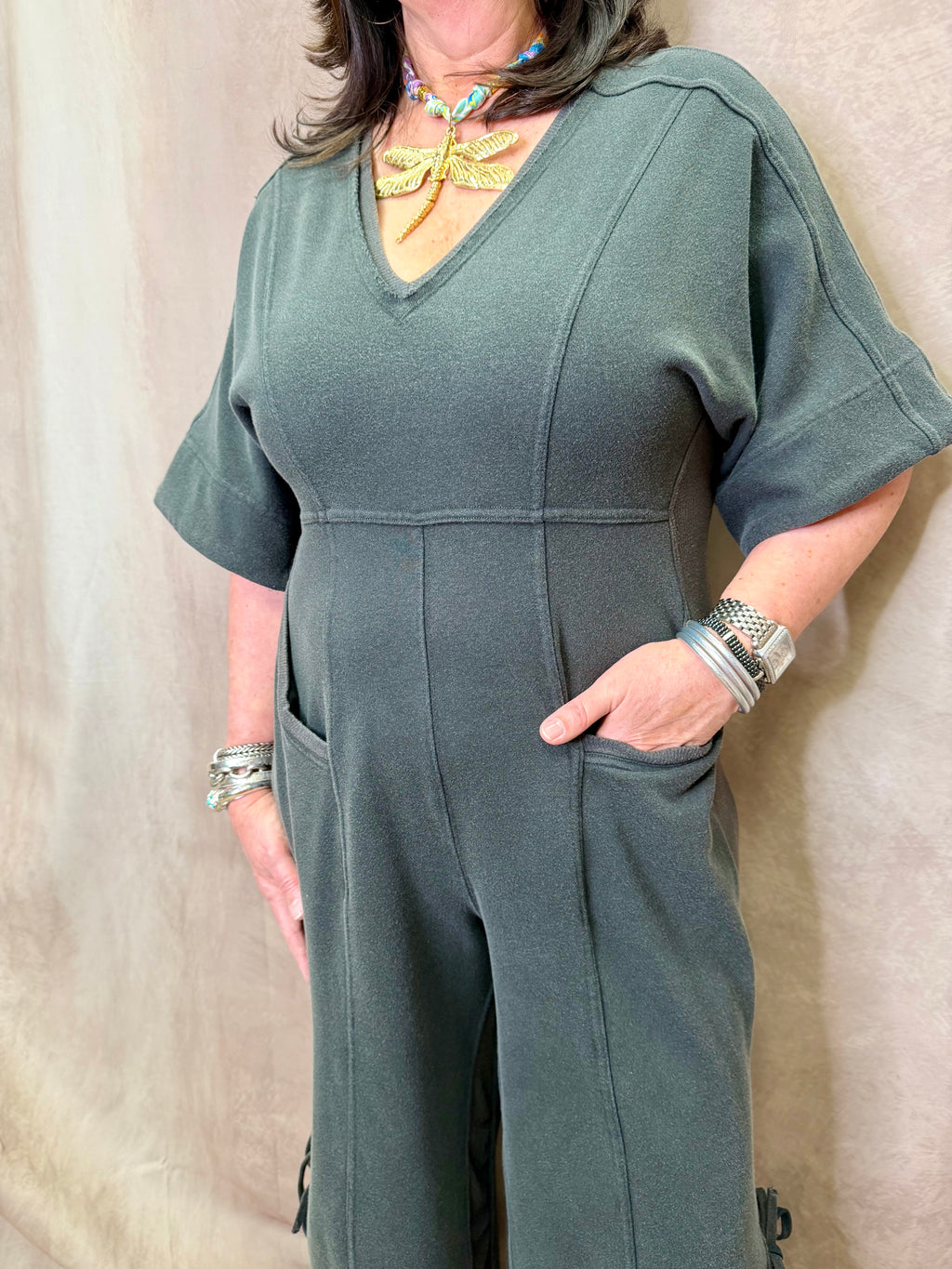 BL Washed Oversized Wide Leg Jumpsuit