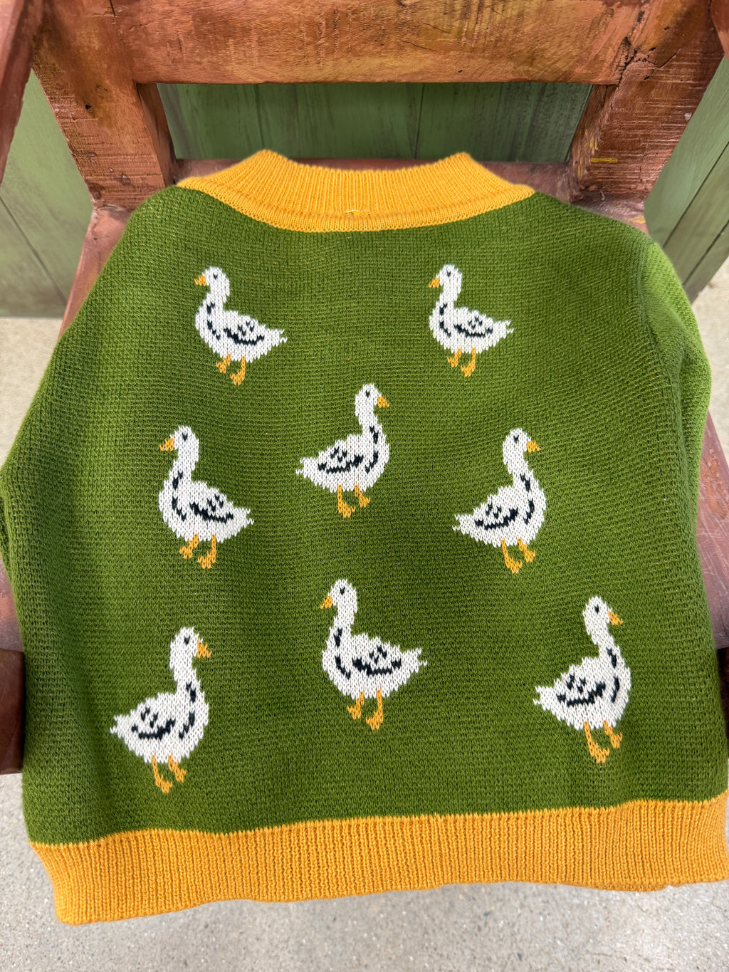 CC Cotton Knit Baby Cardigan Sweater w/ Wood buttons & Ducks