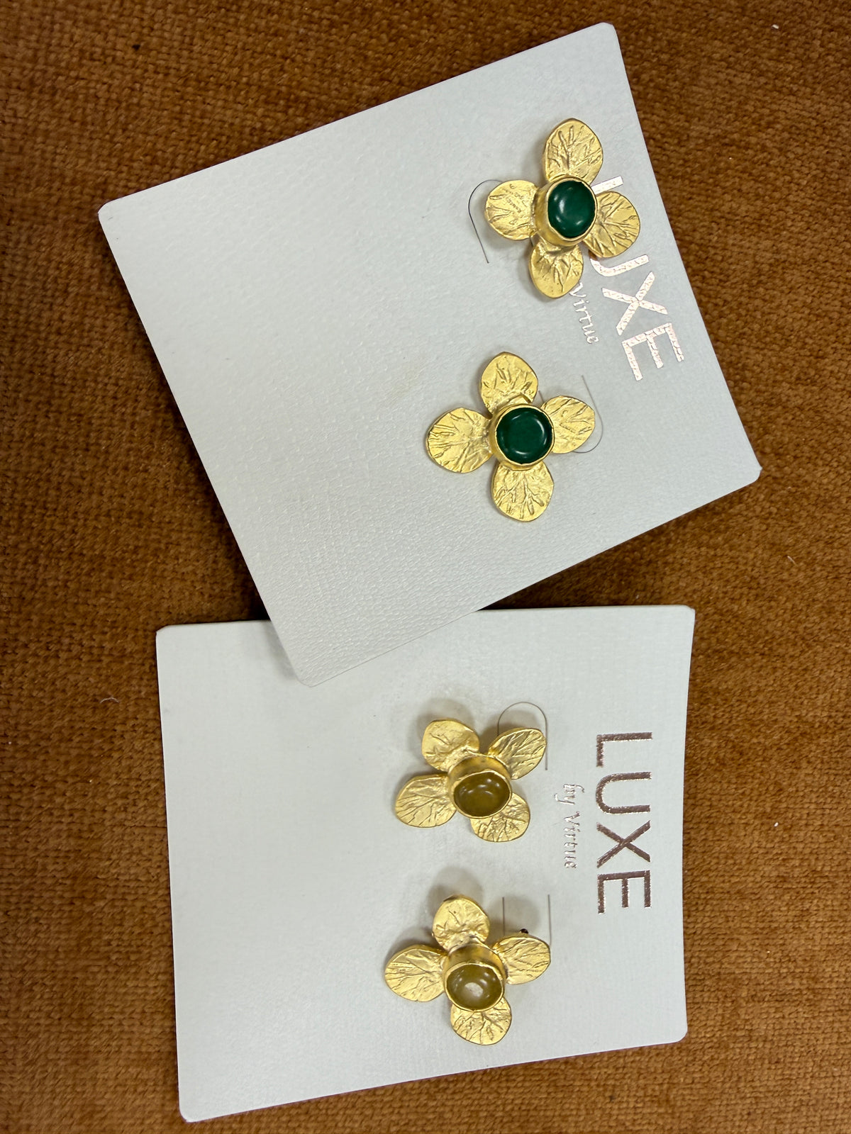 VIRTUE Alisha Gemstone Flower Post Stud Earrings