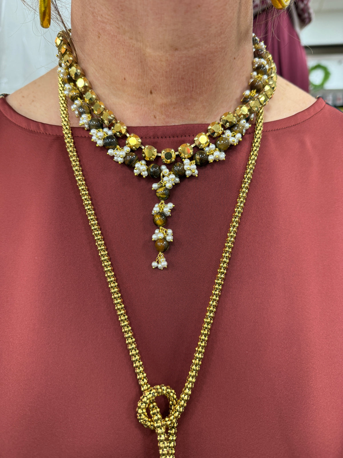 VIRTUE Cluster Rosary Drop Necklace