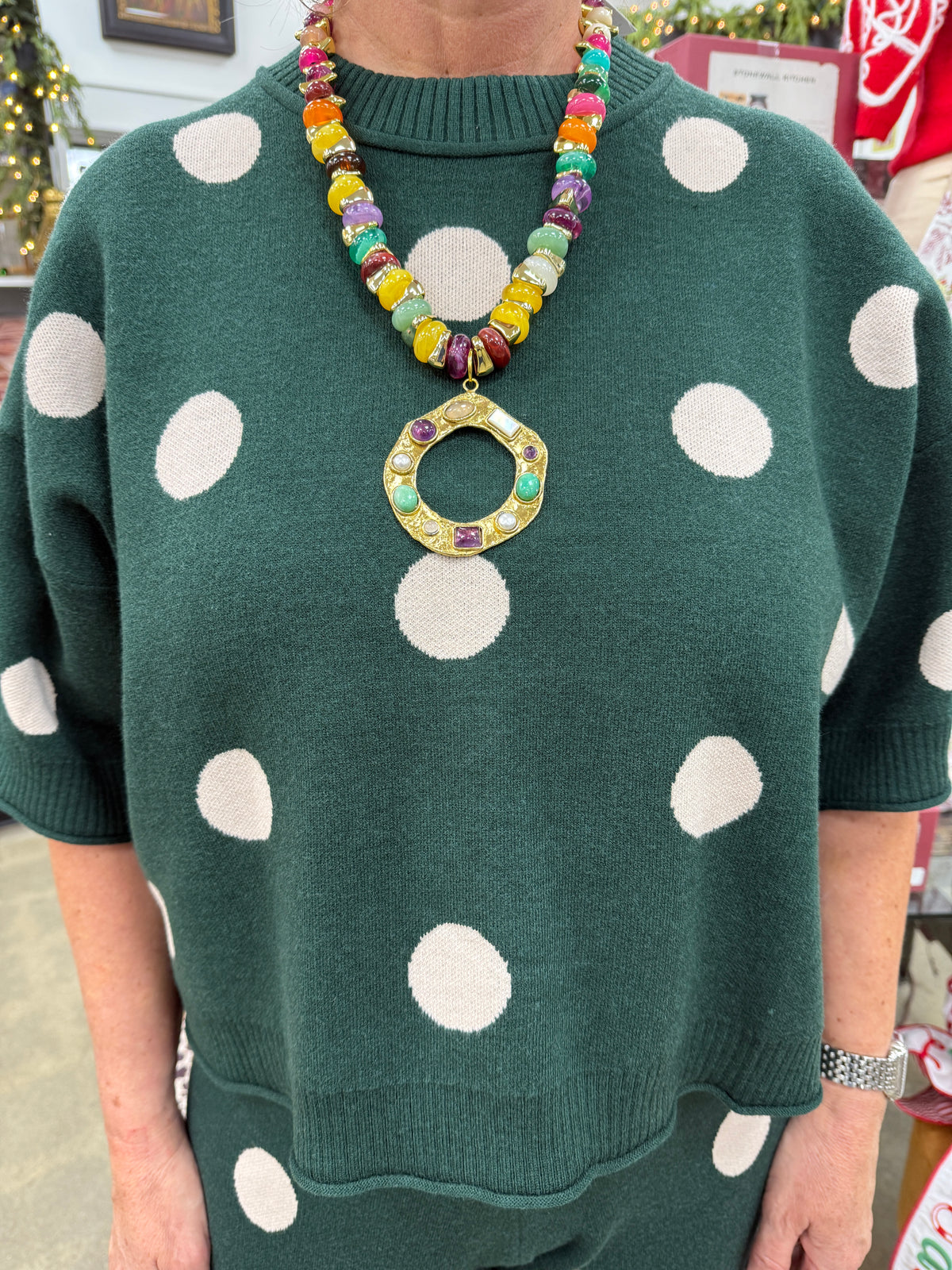 JTO Circle Pendant Statement Necklace