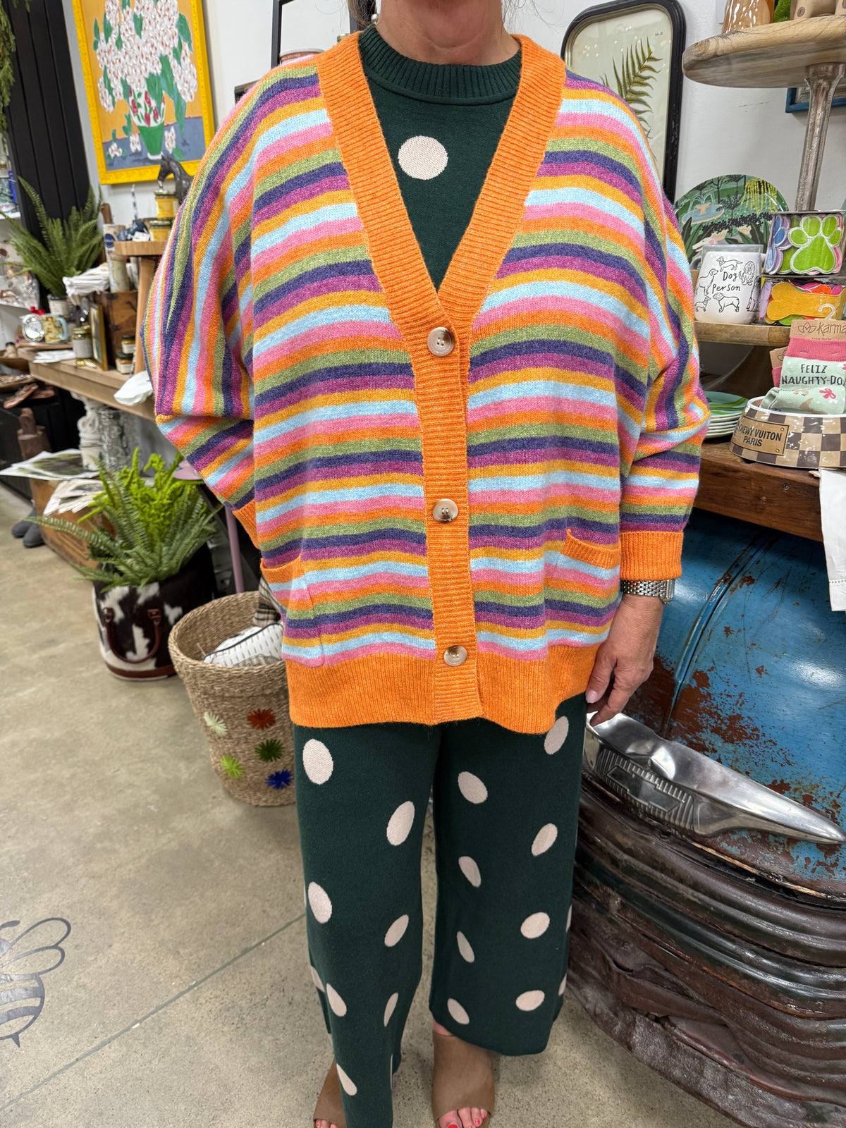 BL Oversized rainbow Pullover Sweater Cardigan