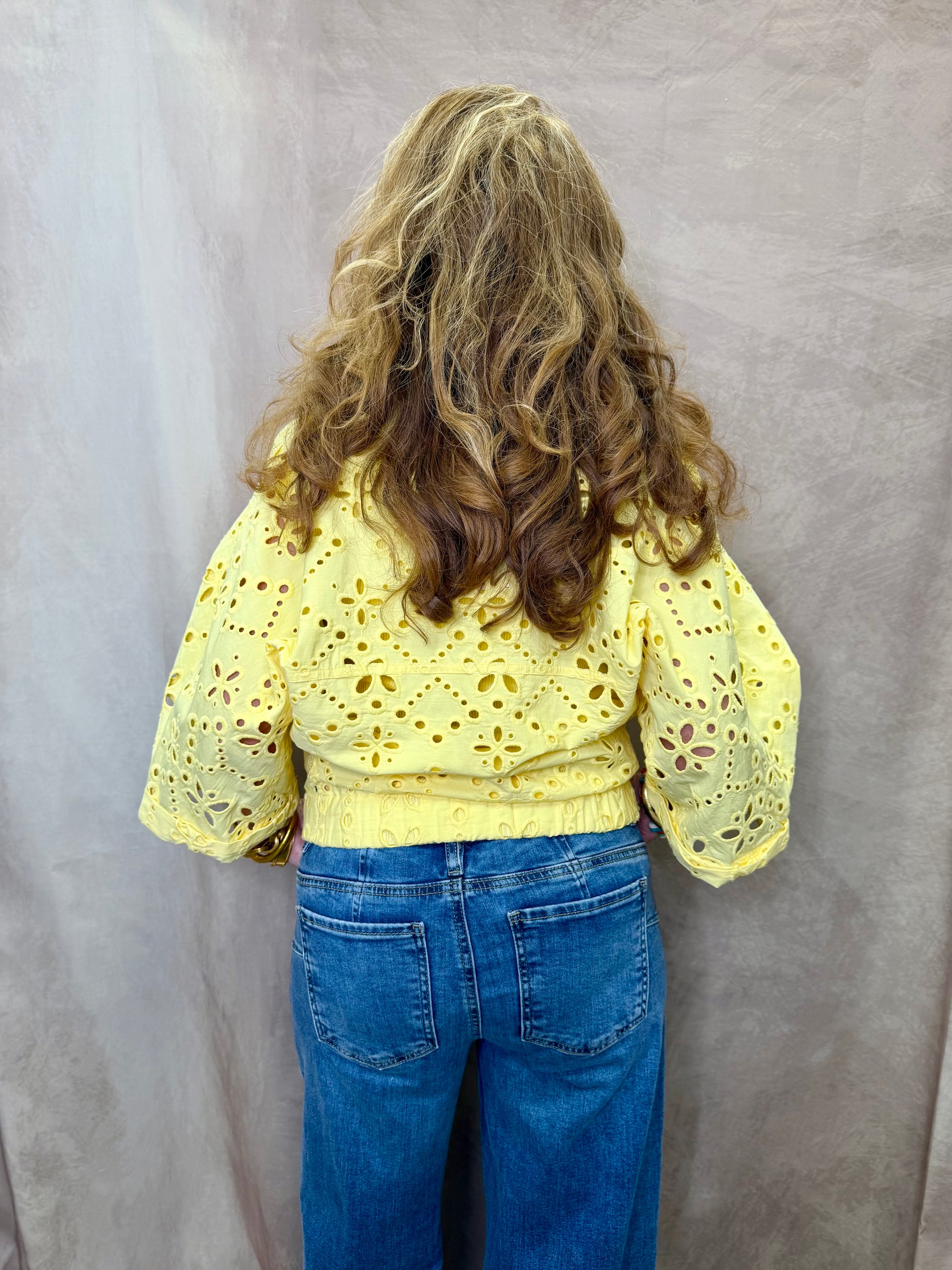 ESQ Broderie Anglaise Jacket - Lemon Yellow