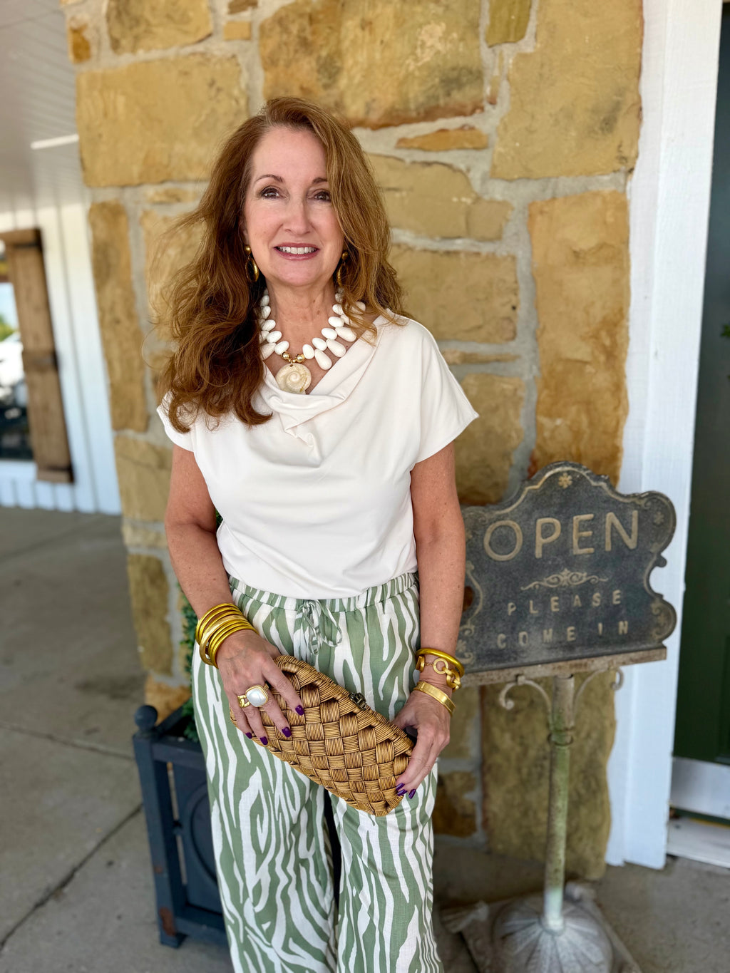 LY Ensley Cowl Neck Top/ Macadamia