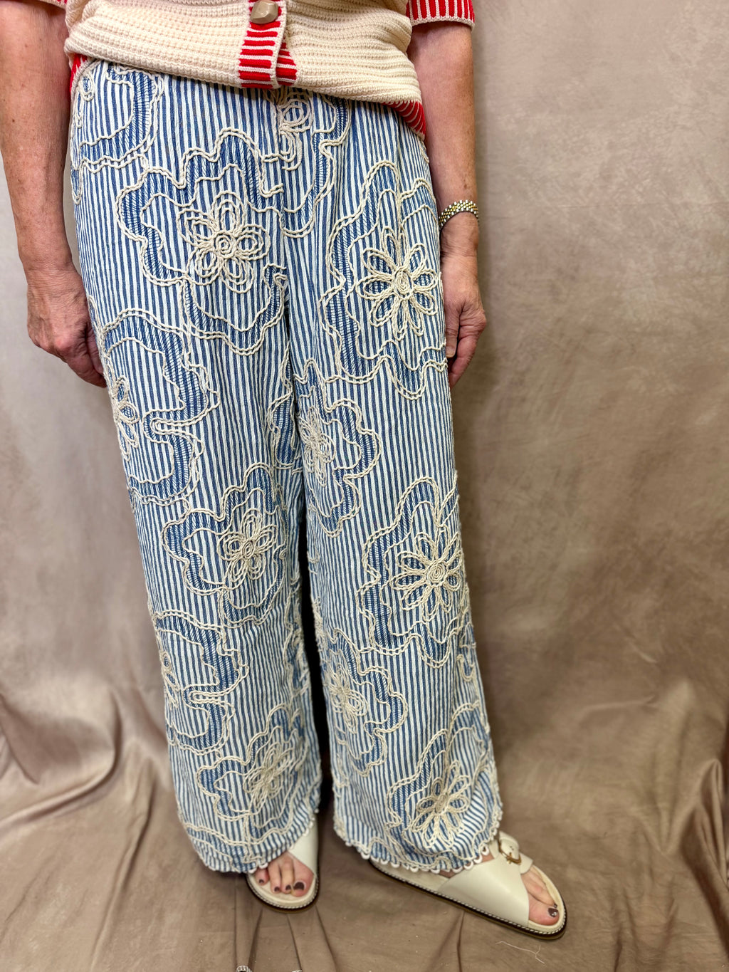 THML Striped Embroidery Detail Pant