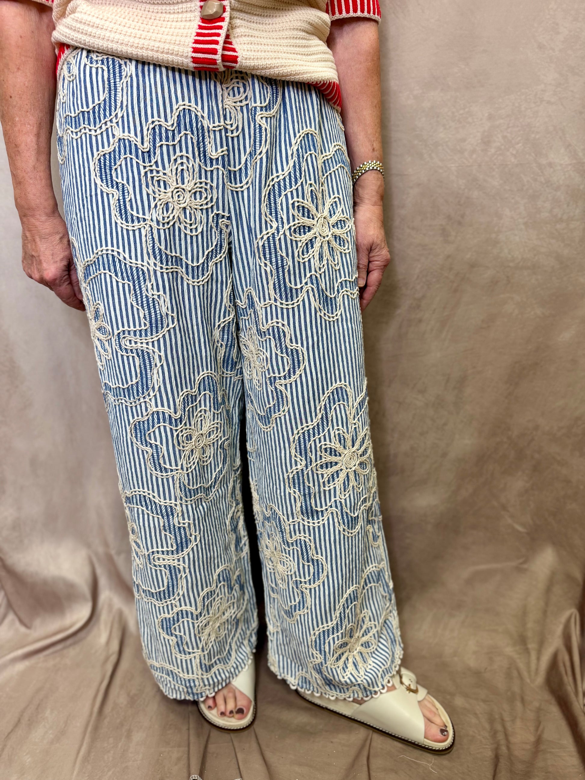 THML Striped Embroidery Detail Pant