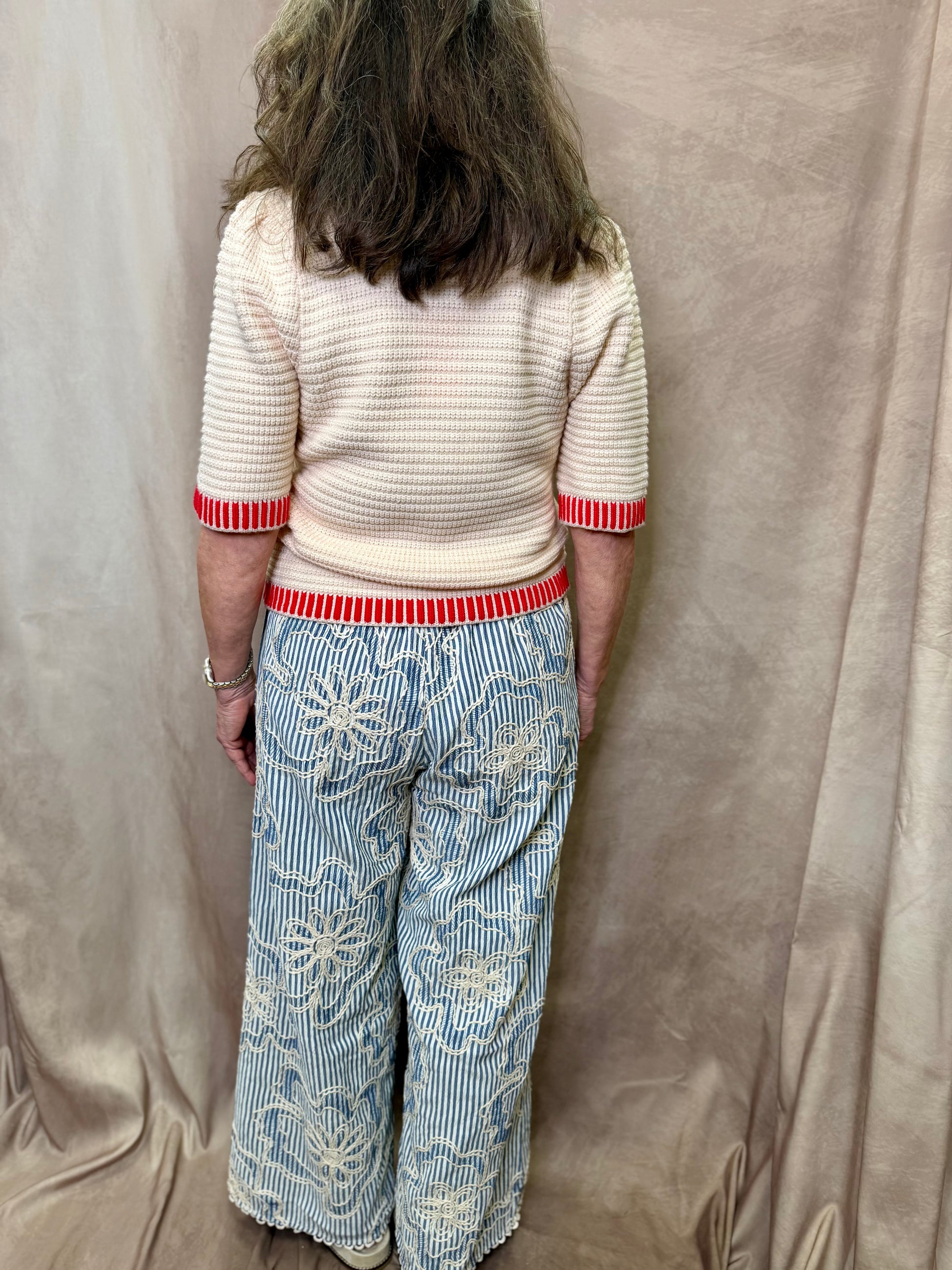 THML Striped Embroidery Detail Pant