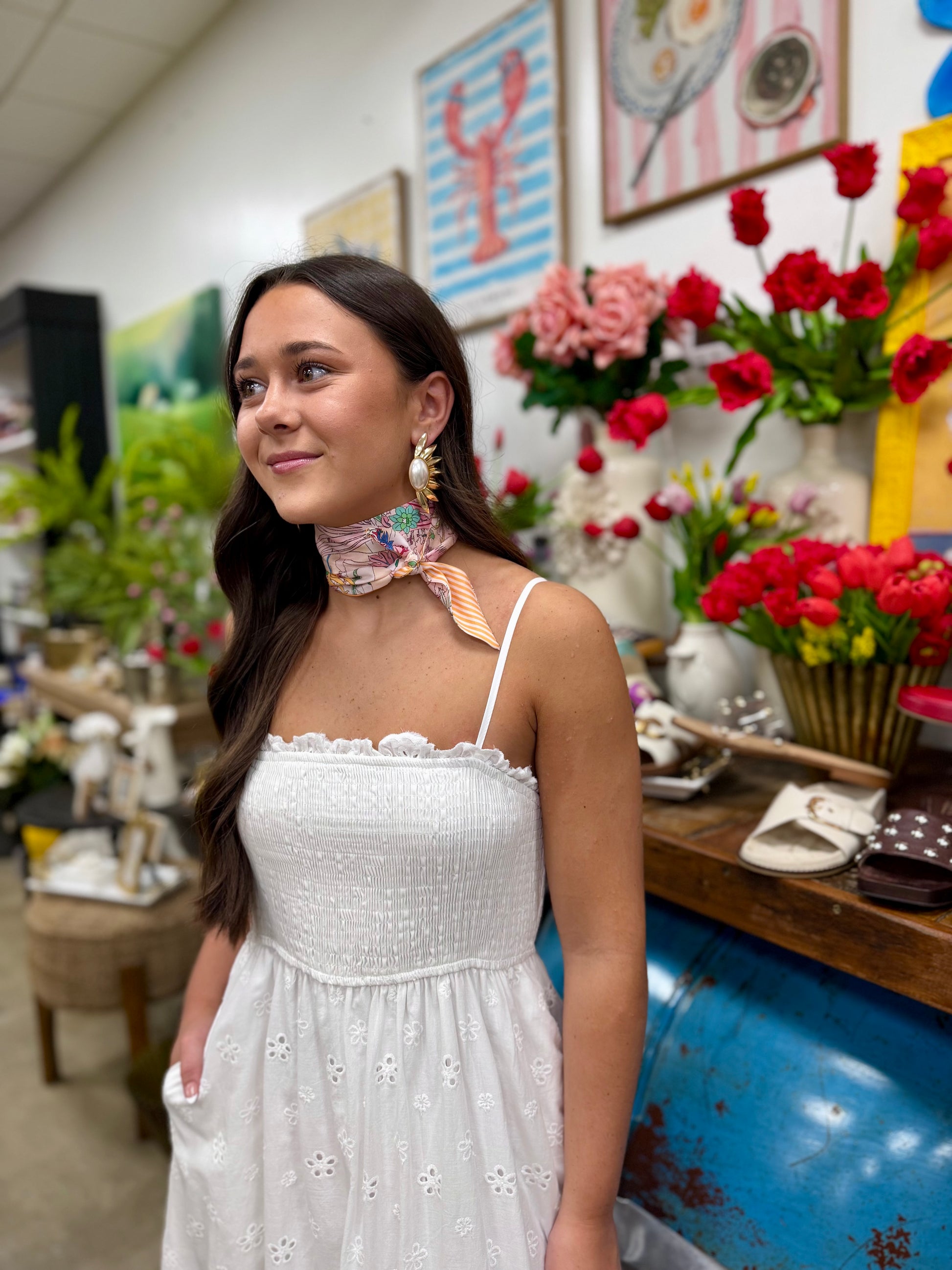 GS Half Flower Pearl Earrings