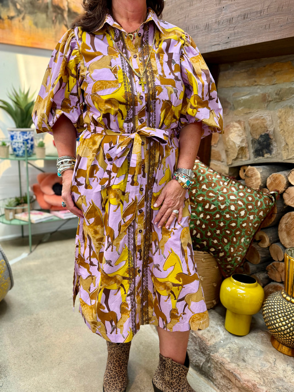 IJ Horse Print Shirt Dress
