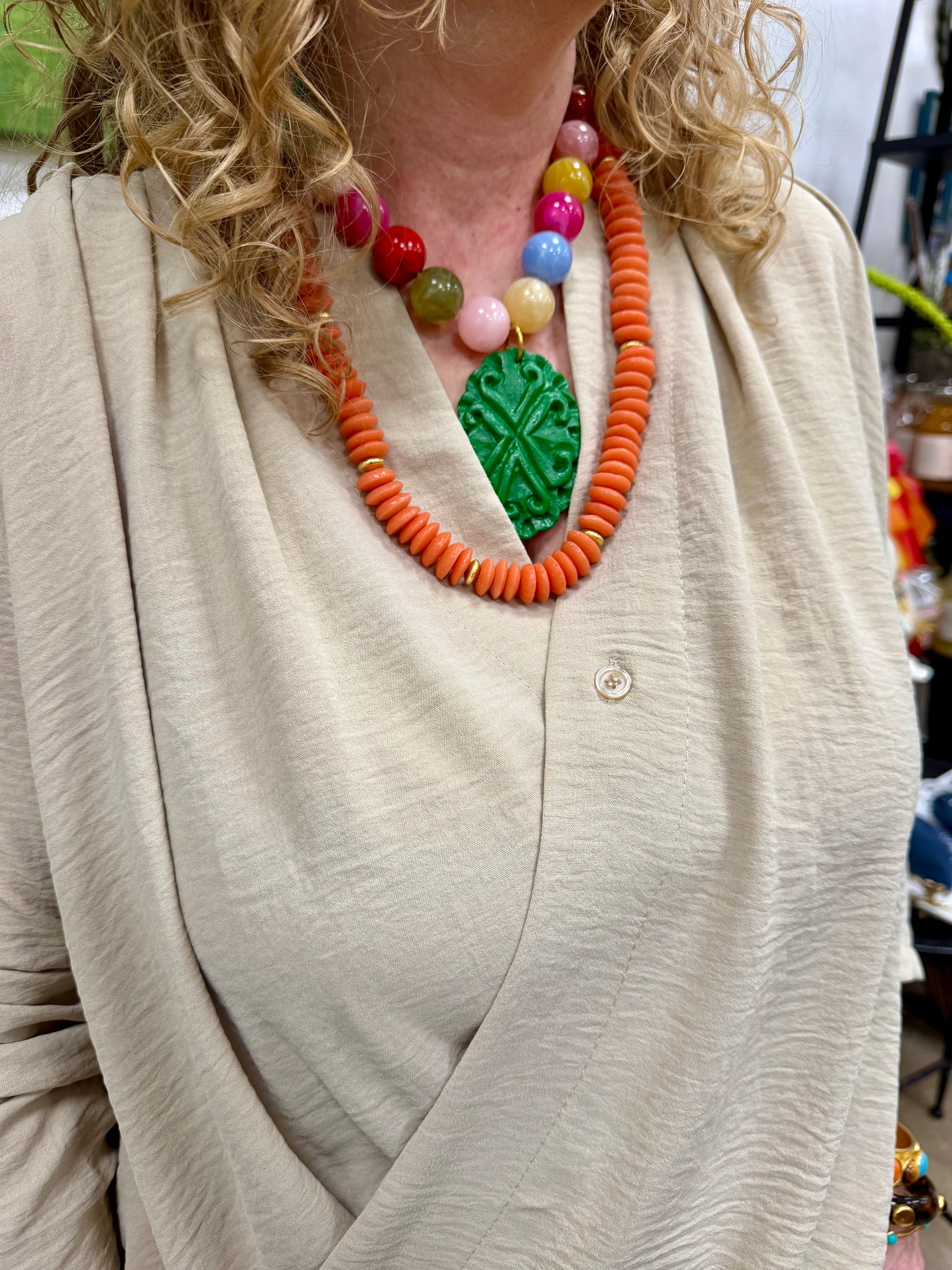 JTO Green Pendant Statement Necklace