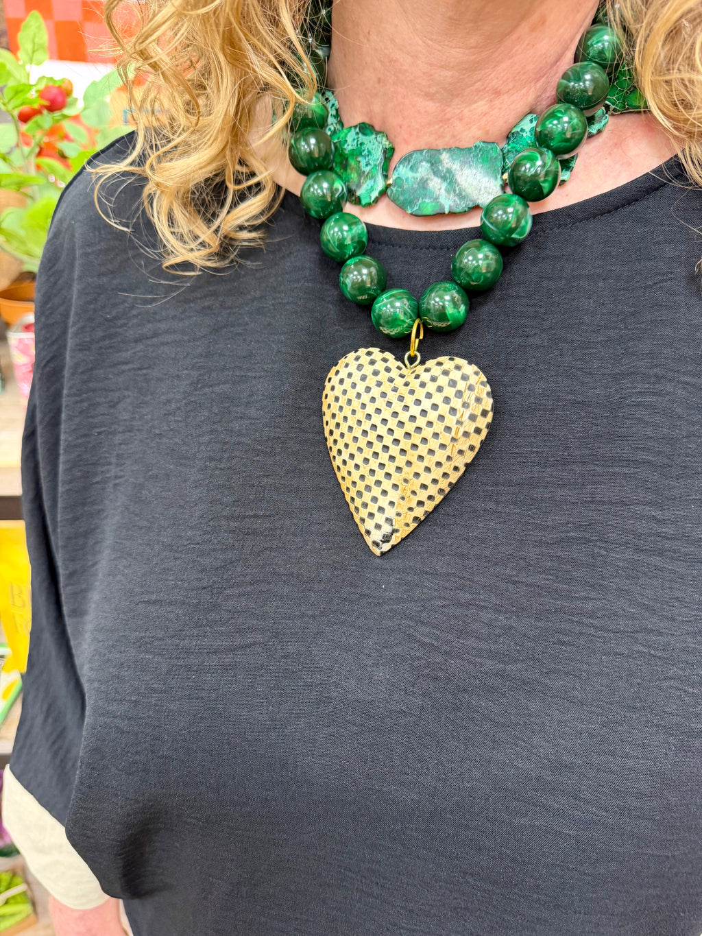 JTO Marble Bead Woven Heart Necklace