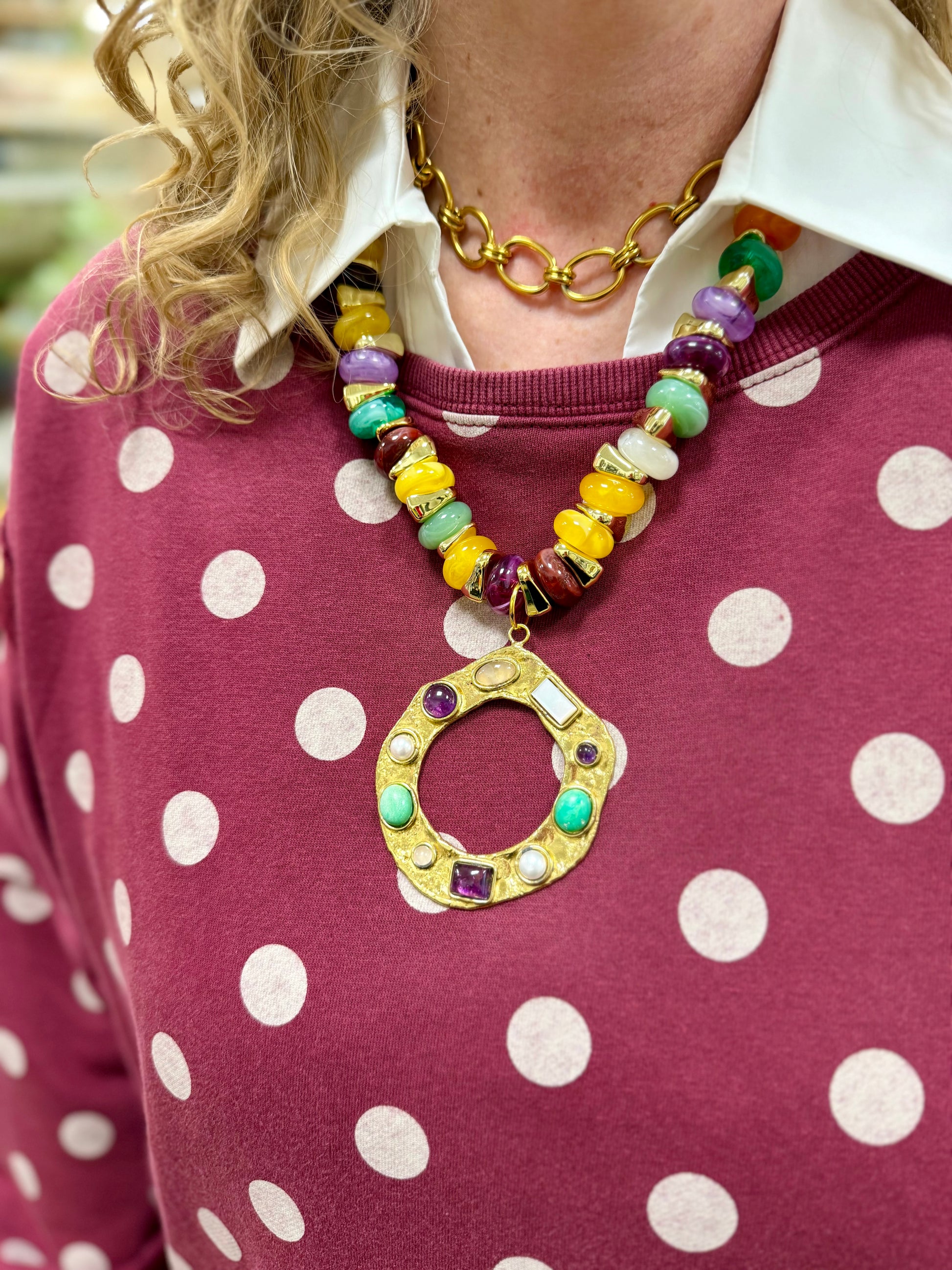 JTO Circle Pendant Statement Necklace