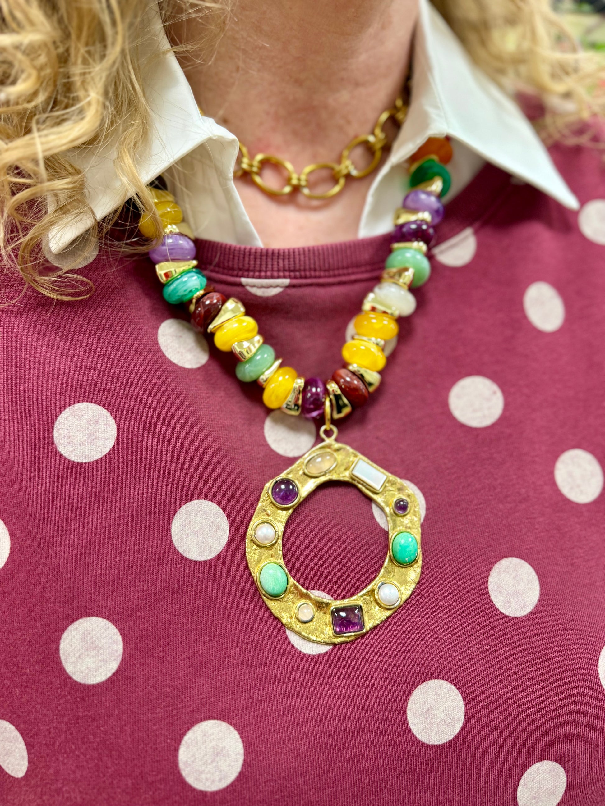 JTO Circle Pendant Statement Necklace