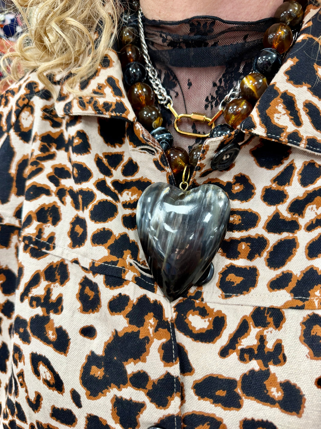 JTO Beaded Resin Heart Necklace