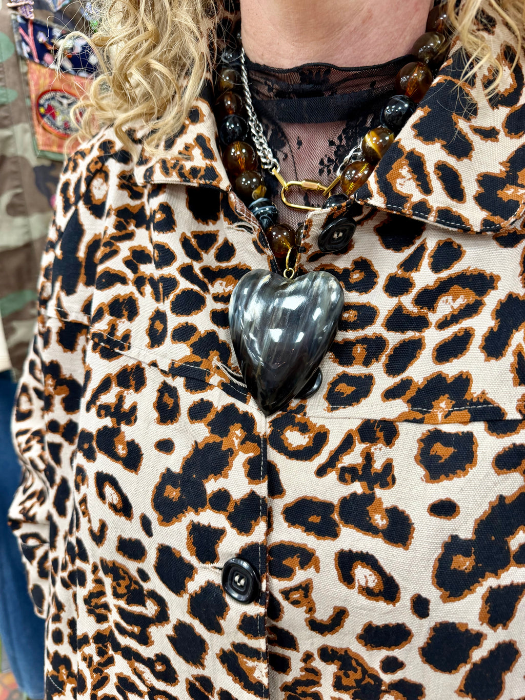 JTO Beaded Resin Heart Necklace