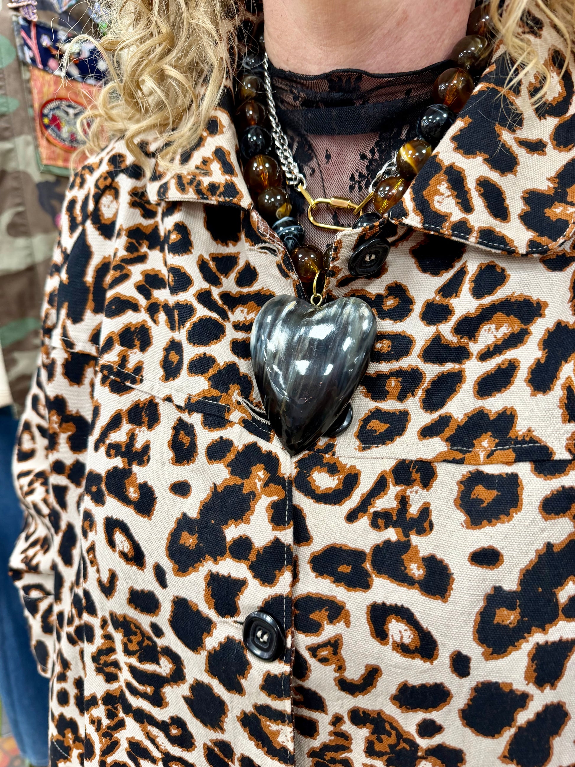JTO Beaded Resin Heart Necklace