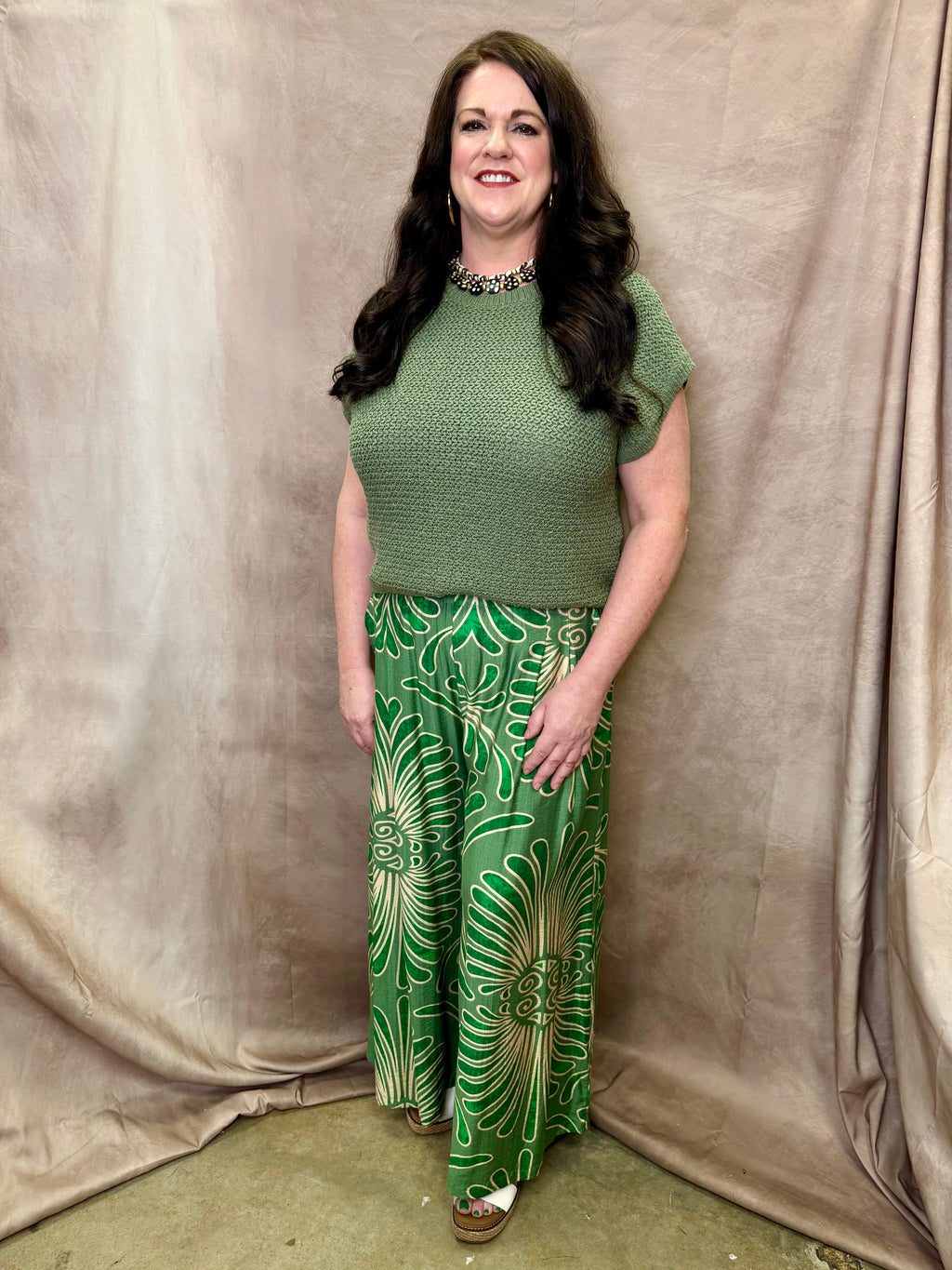EE Cap Sleeve Knit Top- Dry Herb