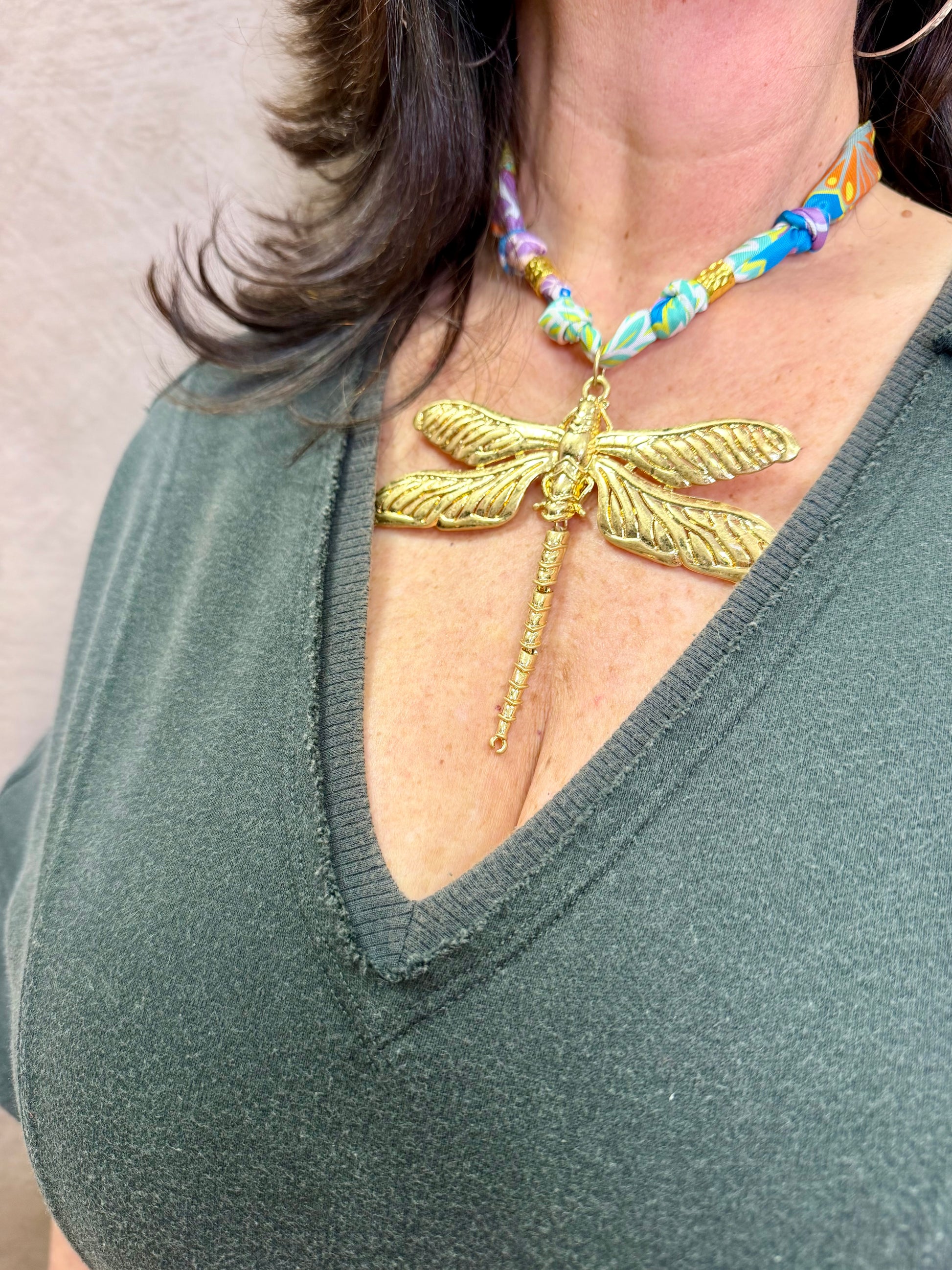 Jt Dragonfly Scarf Necklace