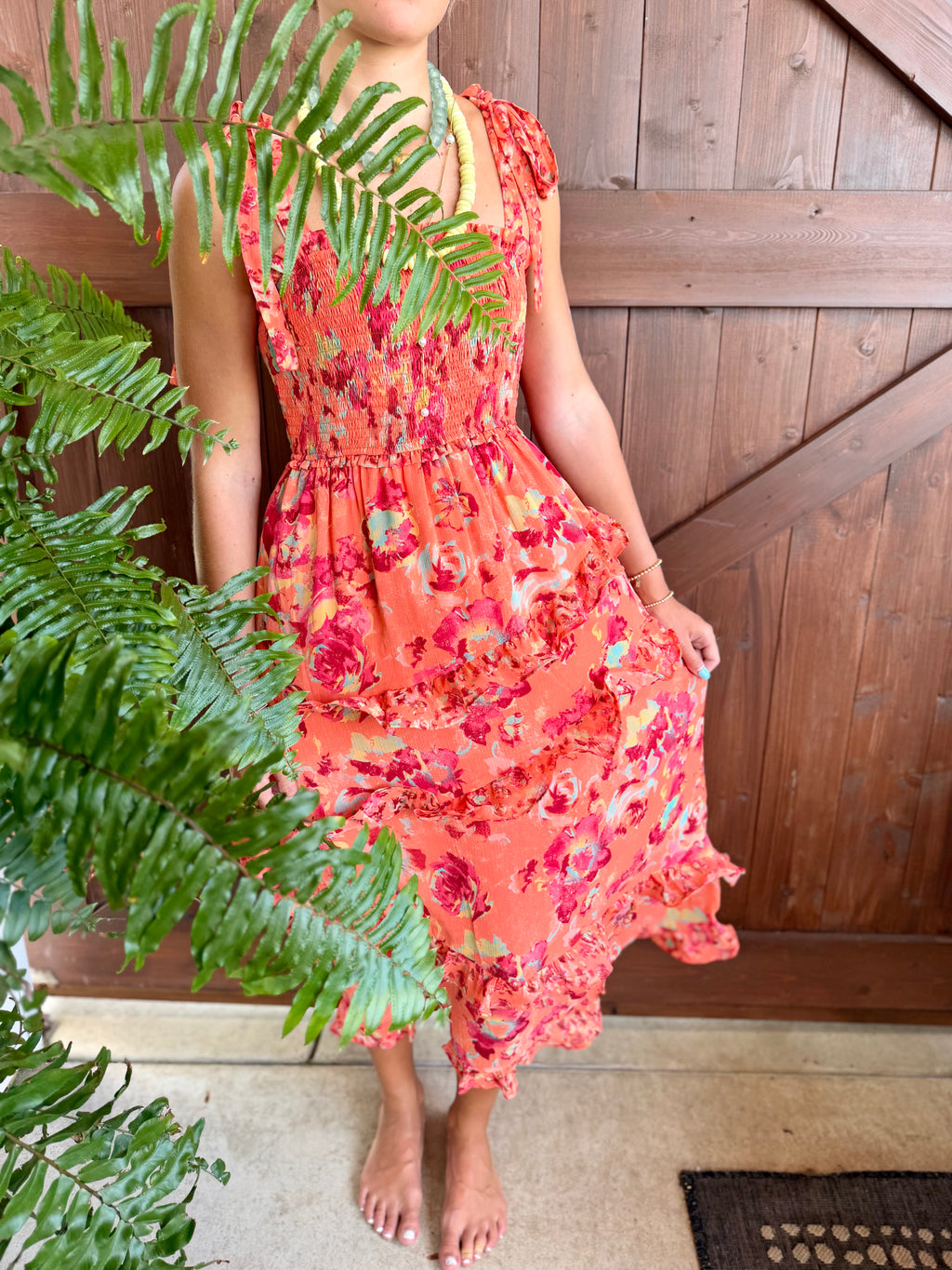 MY Floral Chiffon Midi Dress