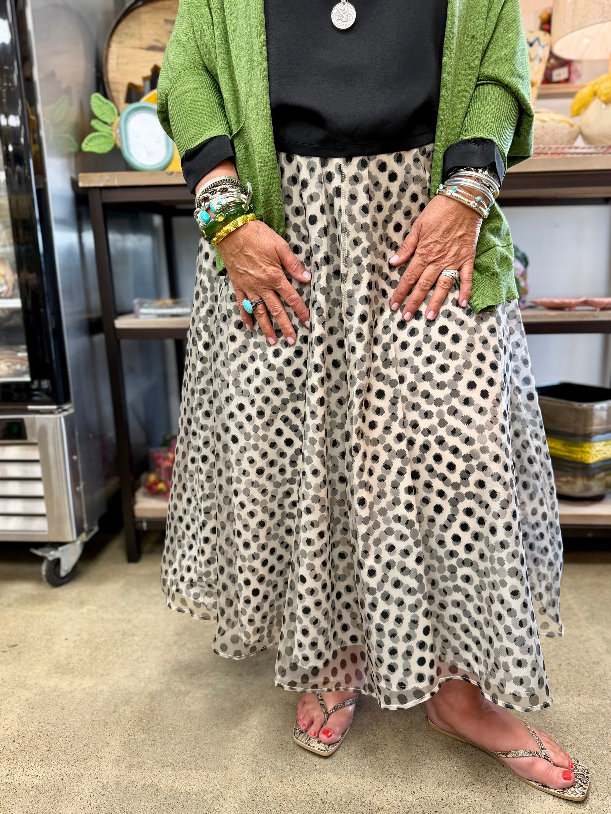BY Polka Dot Midi Skirt