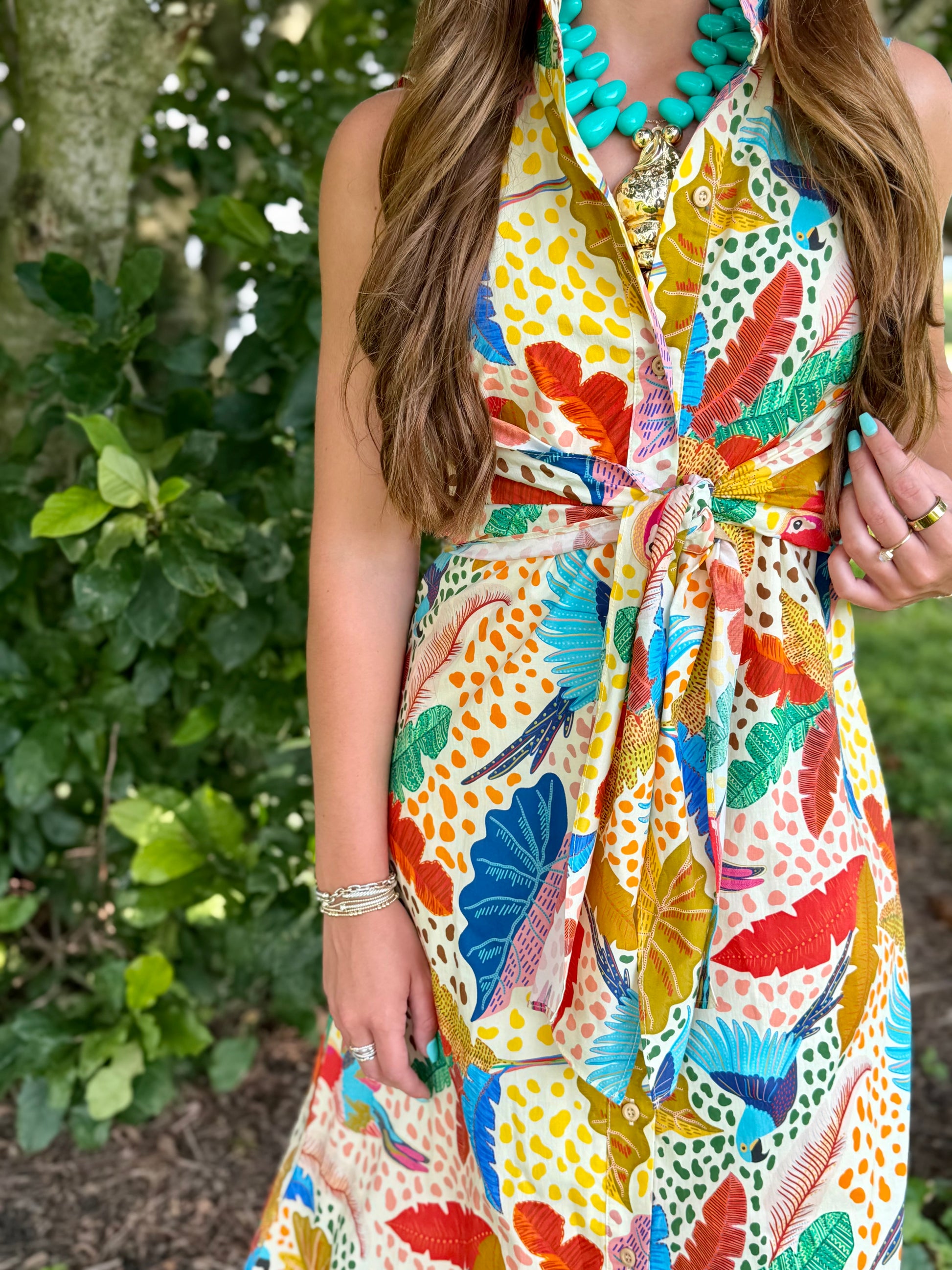 JADE Jungle Flight Back Wrap Midi Dress