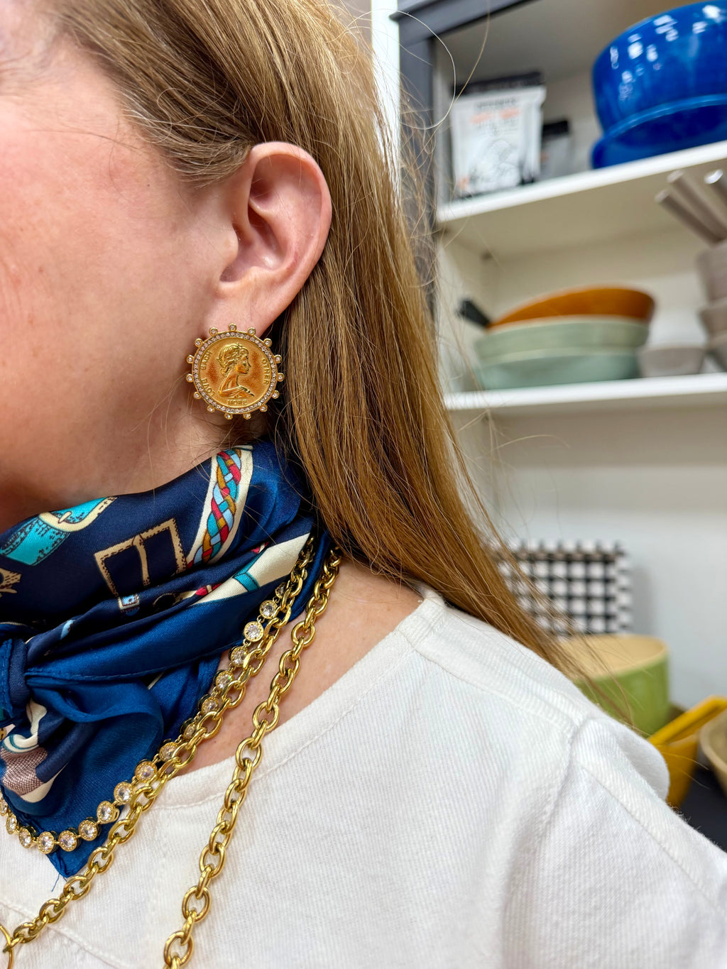 CP Love Each Other More Coin Earrings