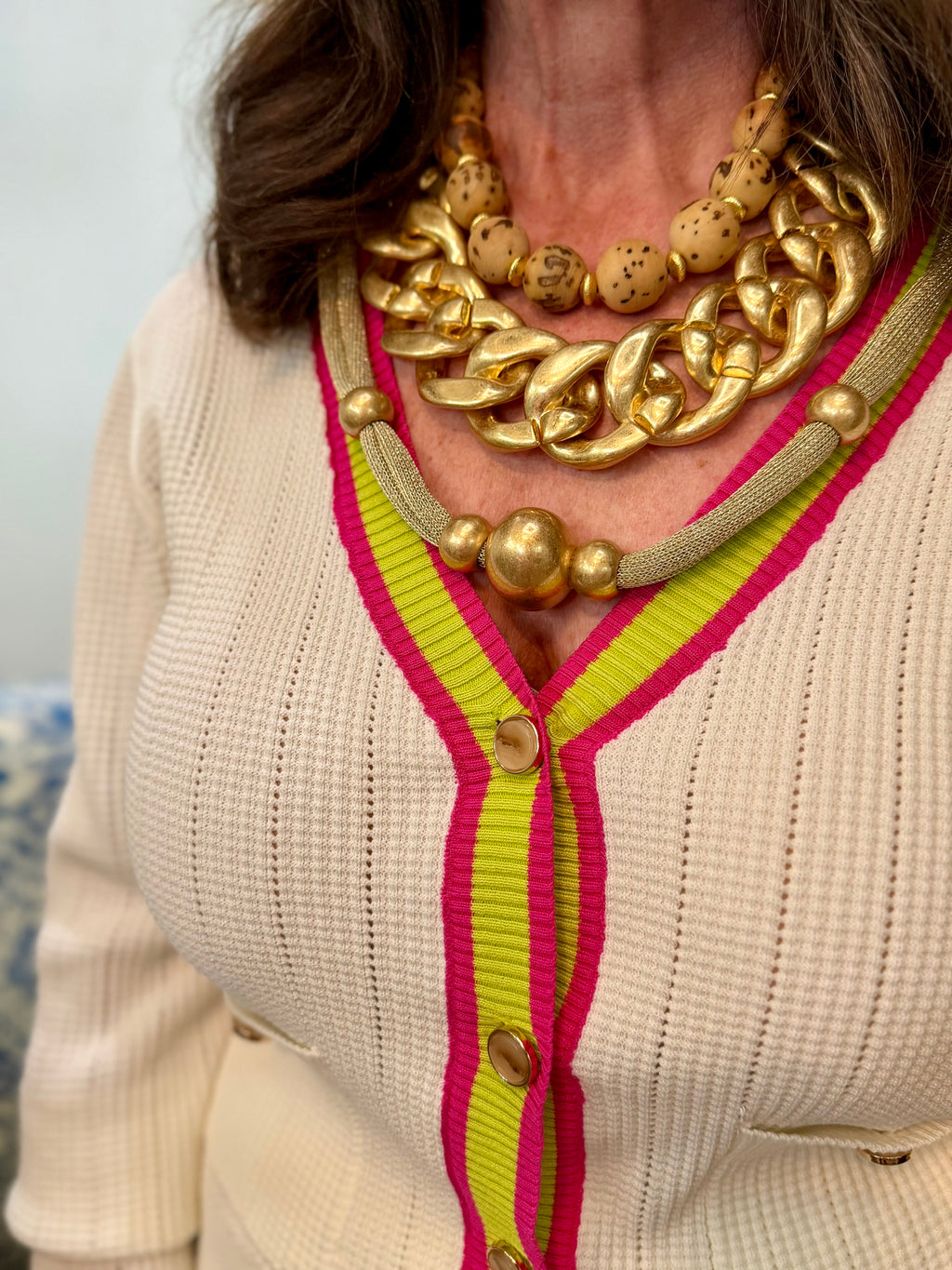 CC Gold Mesh Beaded Necklace