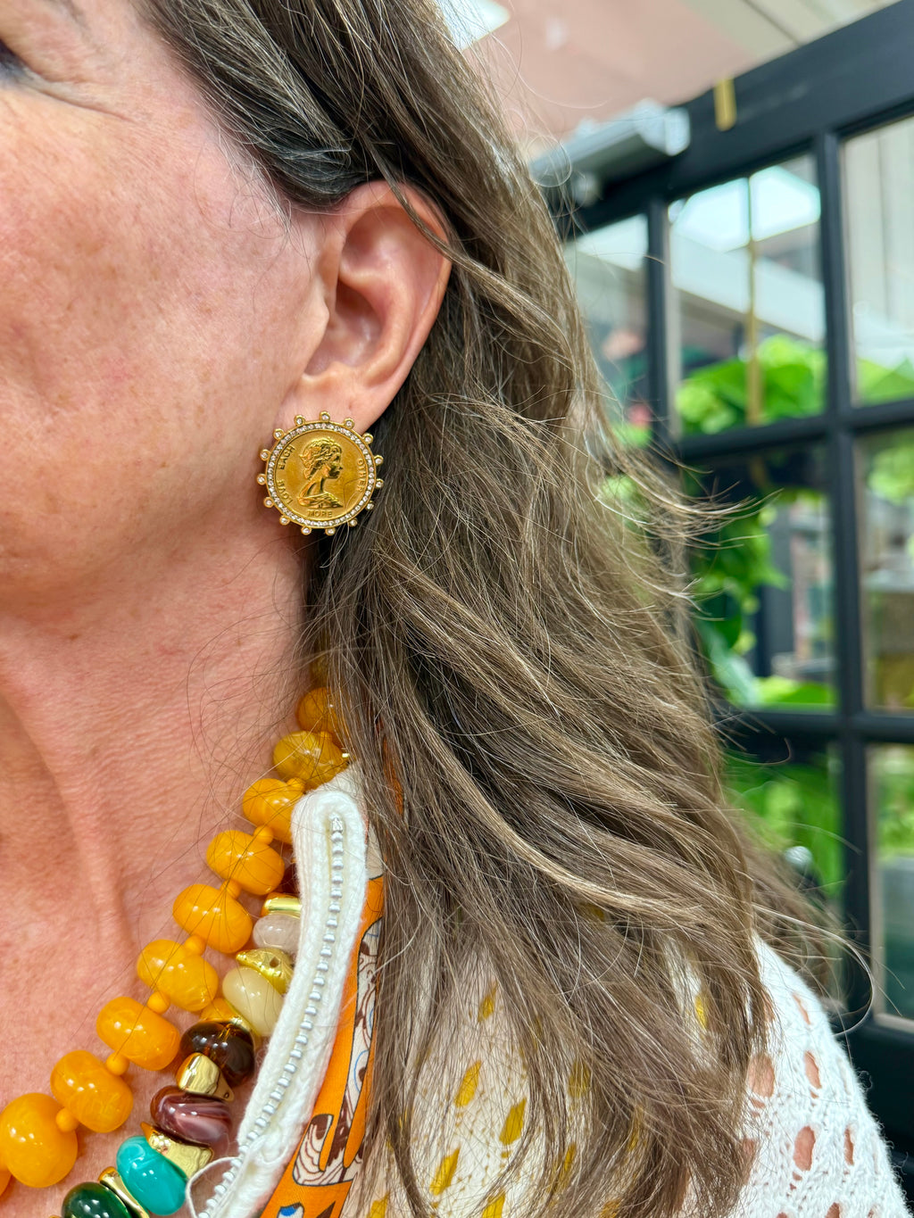 CP Love Each Other More Coin Earrings