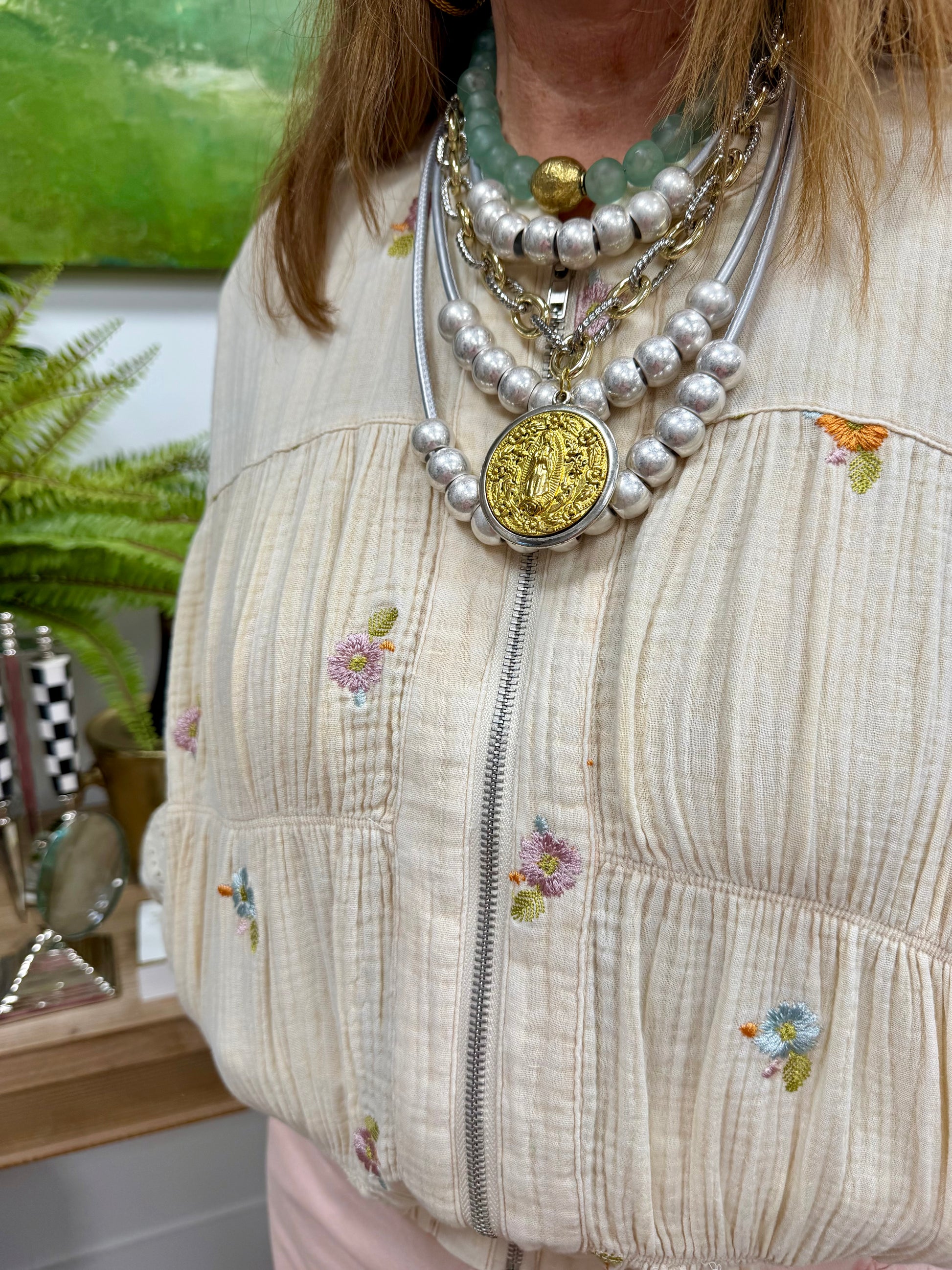 JTO Mother Mary 2 Tone Necklace