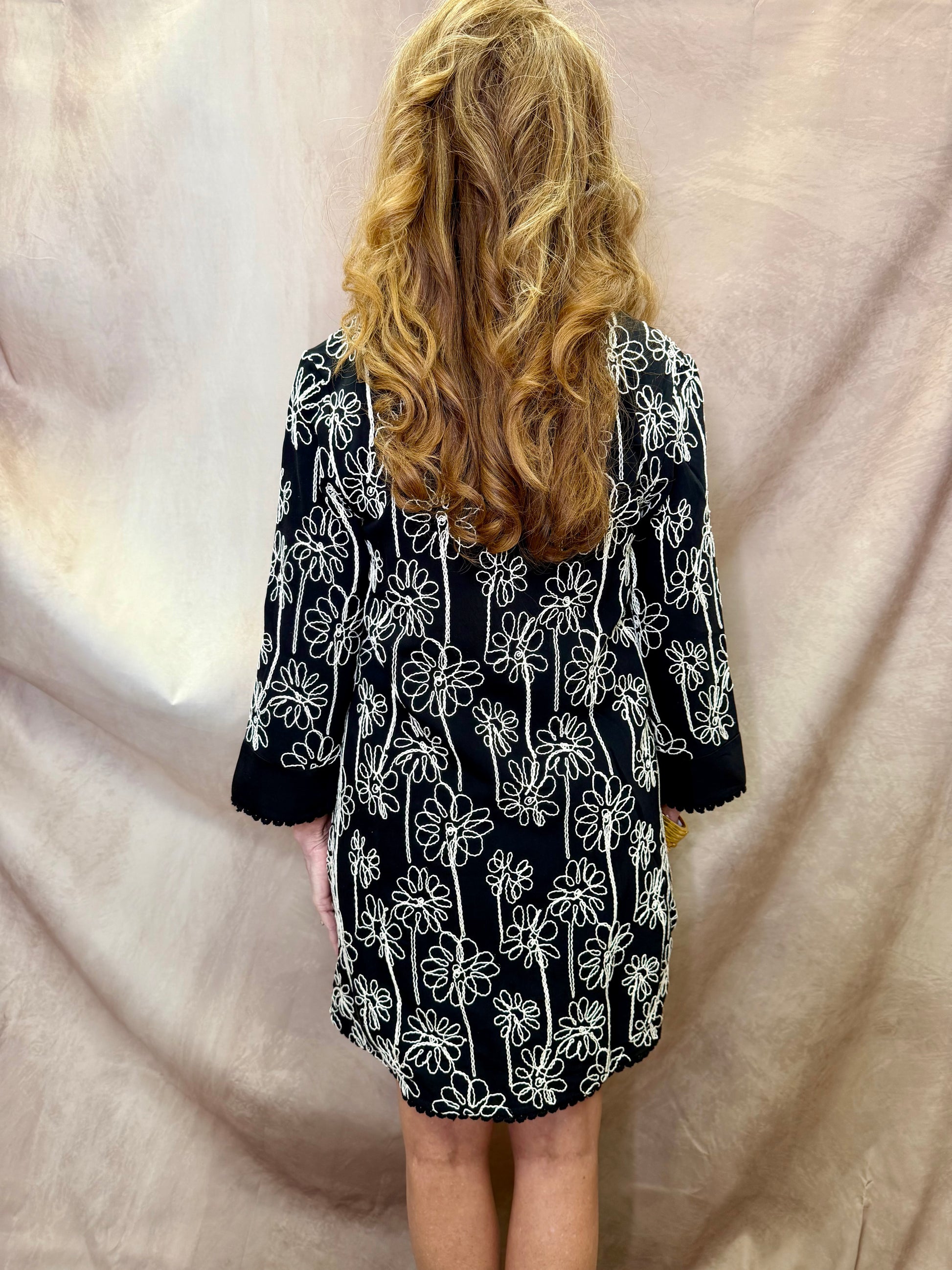 AP Floral Embroidered Collar Mini Dress