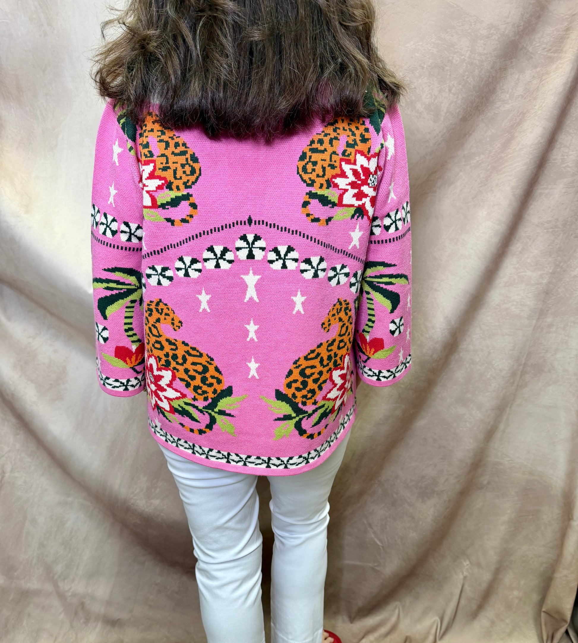 FA Pink Multi Tie Front Sweater