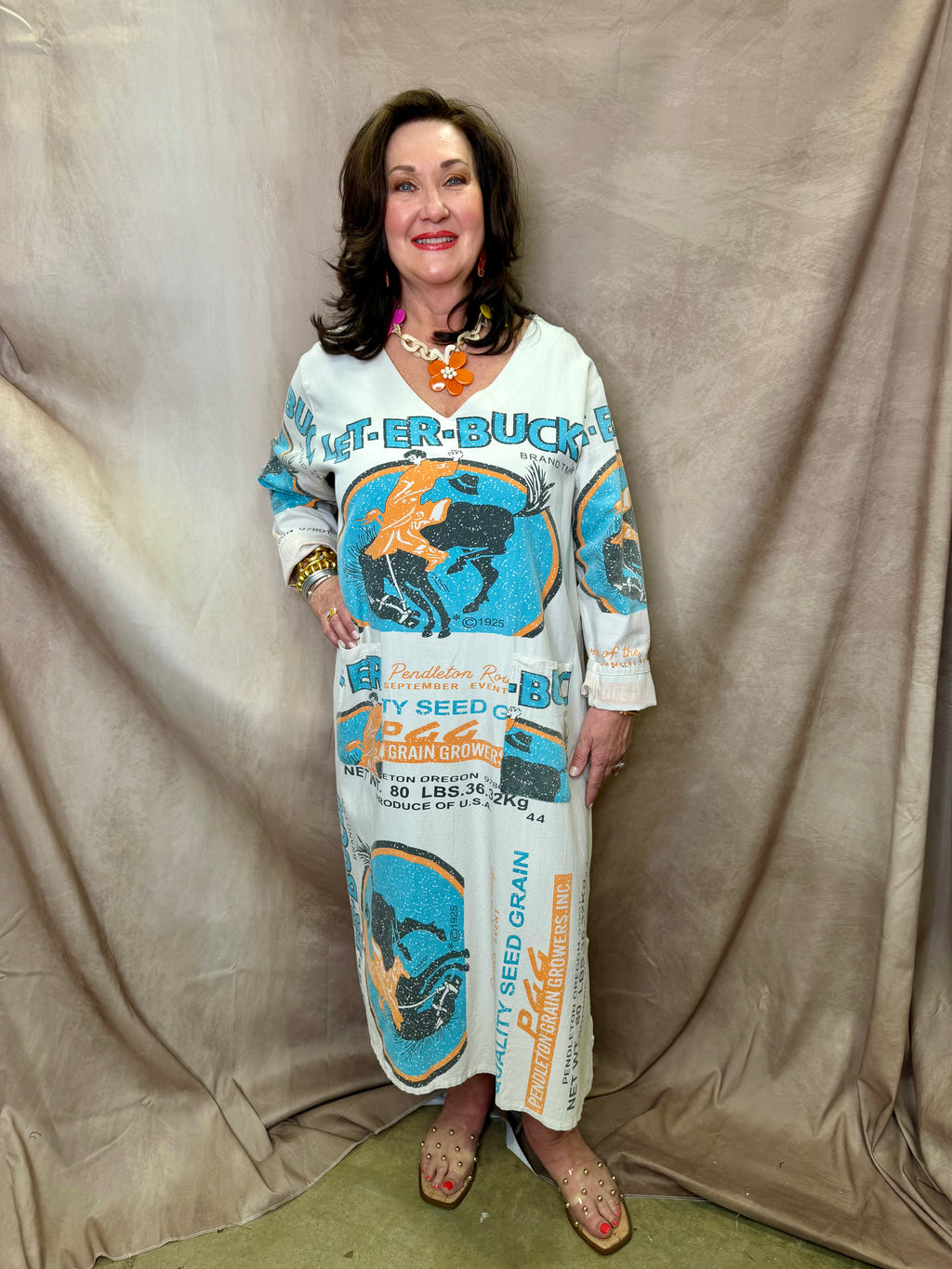 JG Weekend Merchantile Long Sleeve Dress- Let Er Buck