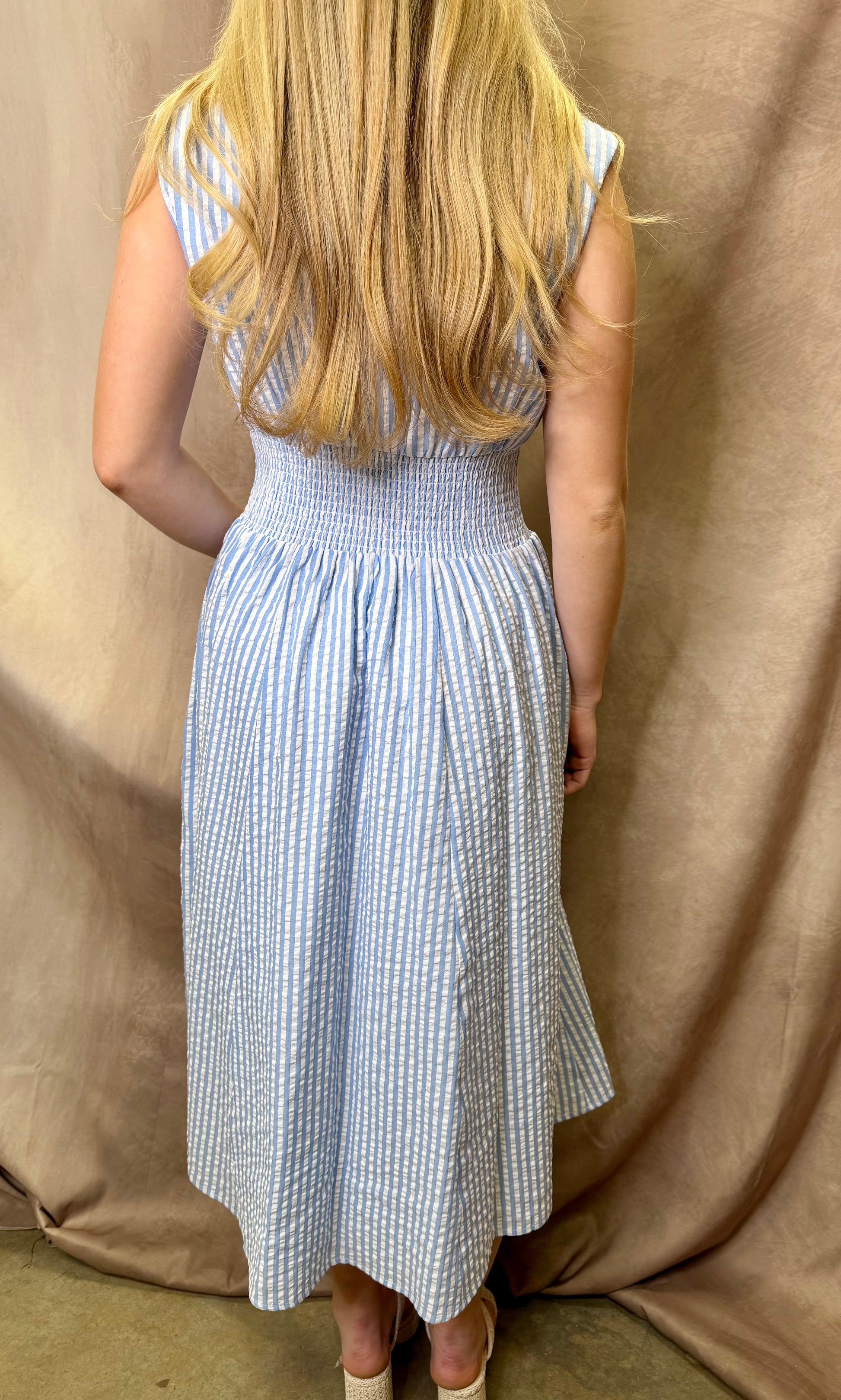 FATE Verticle Striped Front Zip Closure Midi