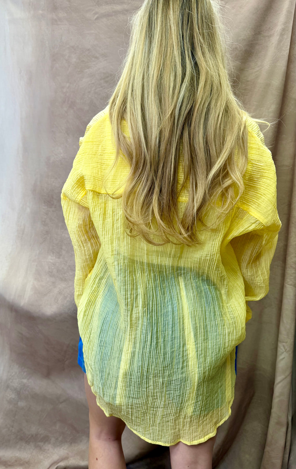 FA Yellow Crinkle Button-up Top